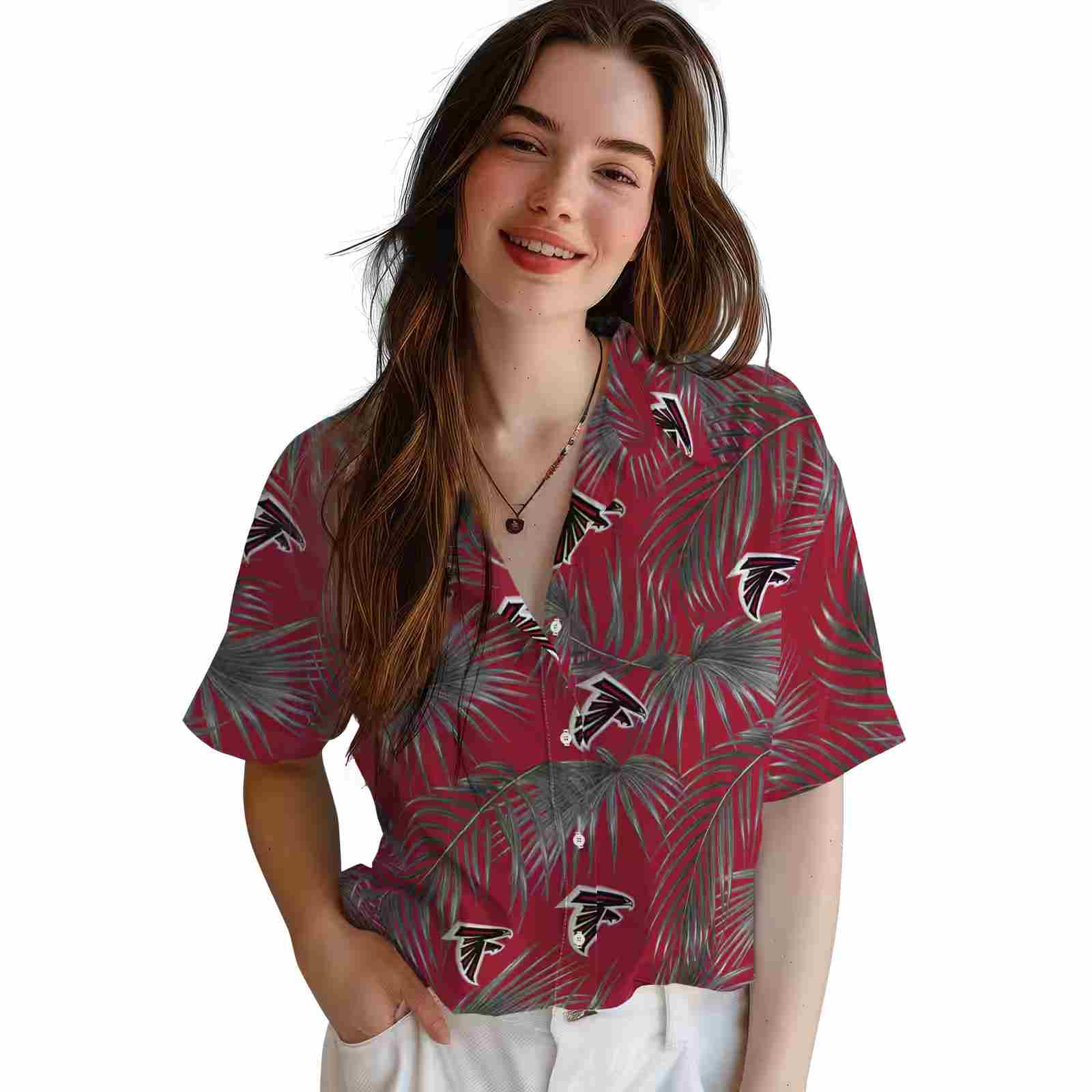 atlanta falcons leafy palms red hawaiian shirt latest model