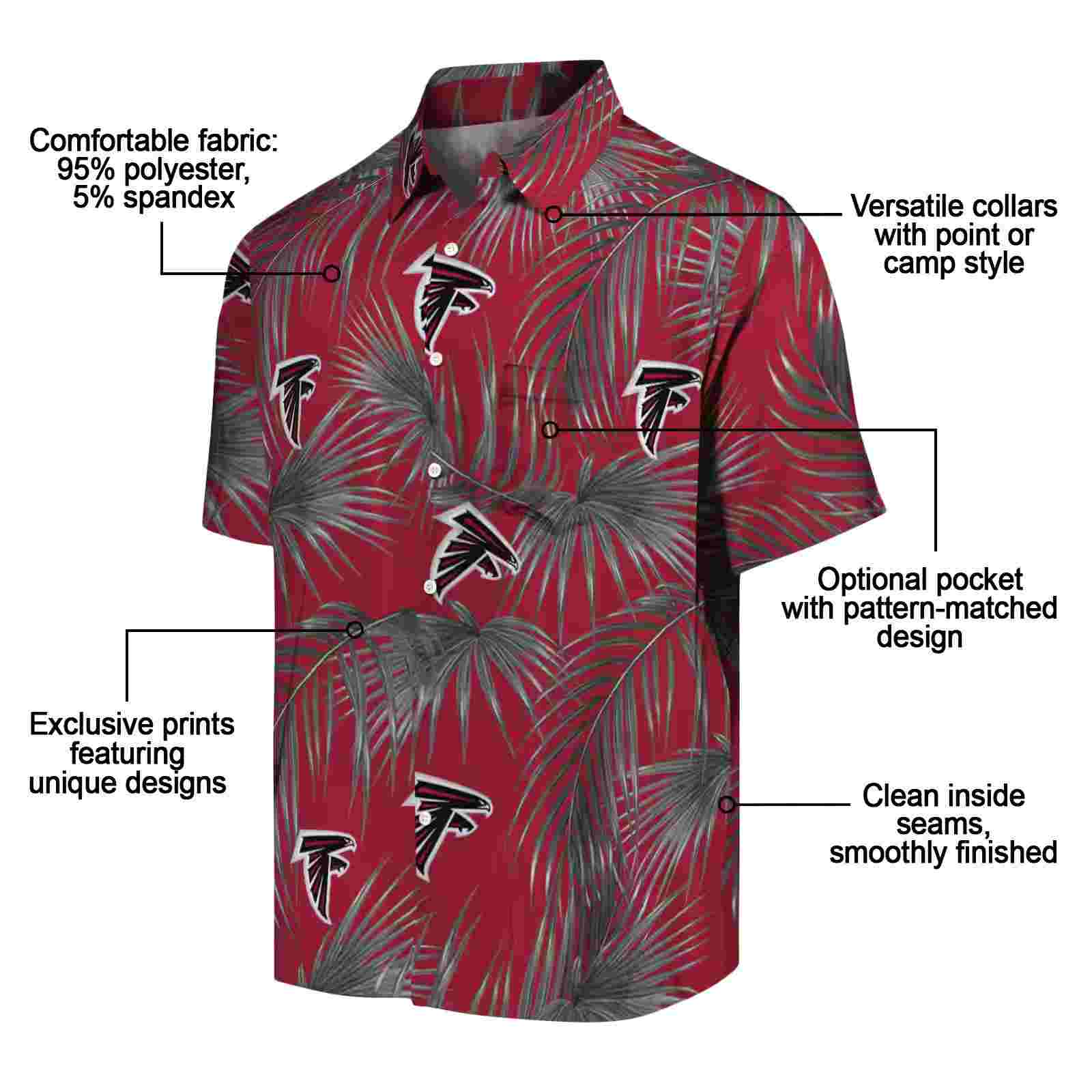 atlanta falcons leafy palms red hawaiian shirt new arrival