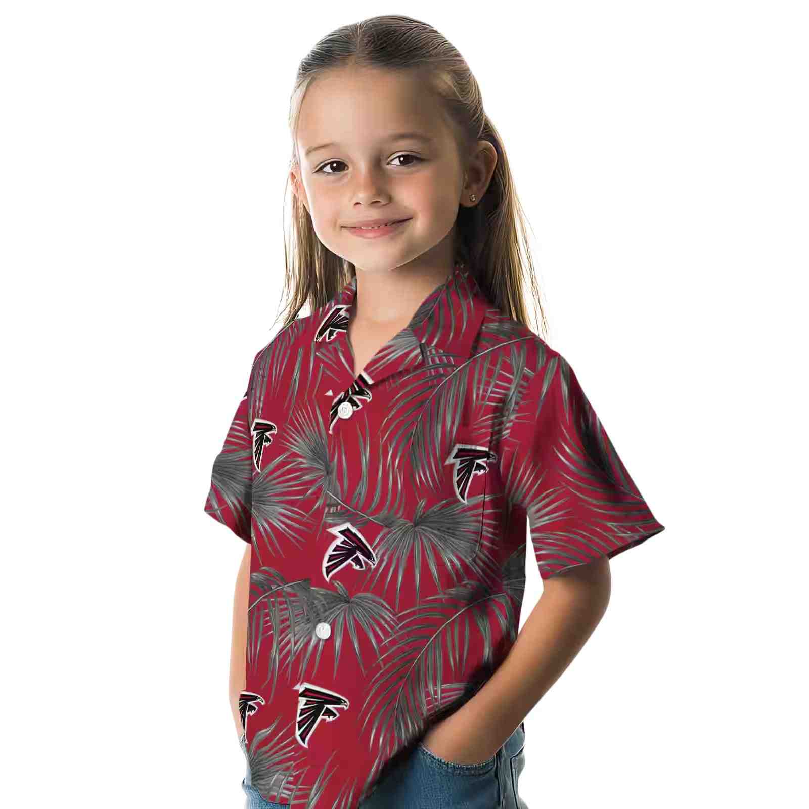 atlanta falcons leafy palms red hawaiian shirt premium grade