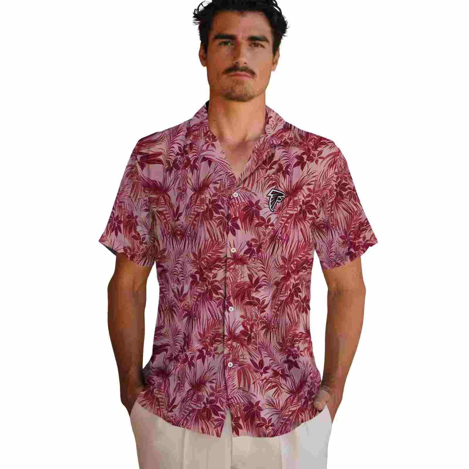 atlanta falcons leafy pattern red hawaiian shirt fashion forward