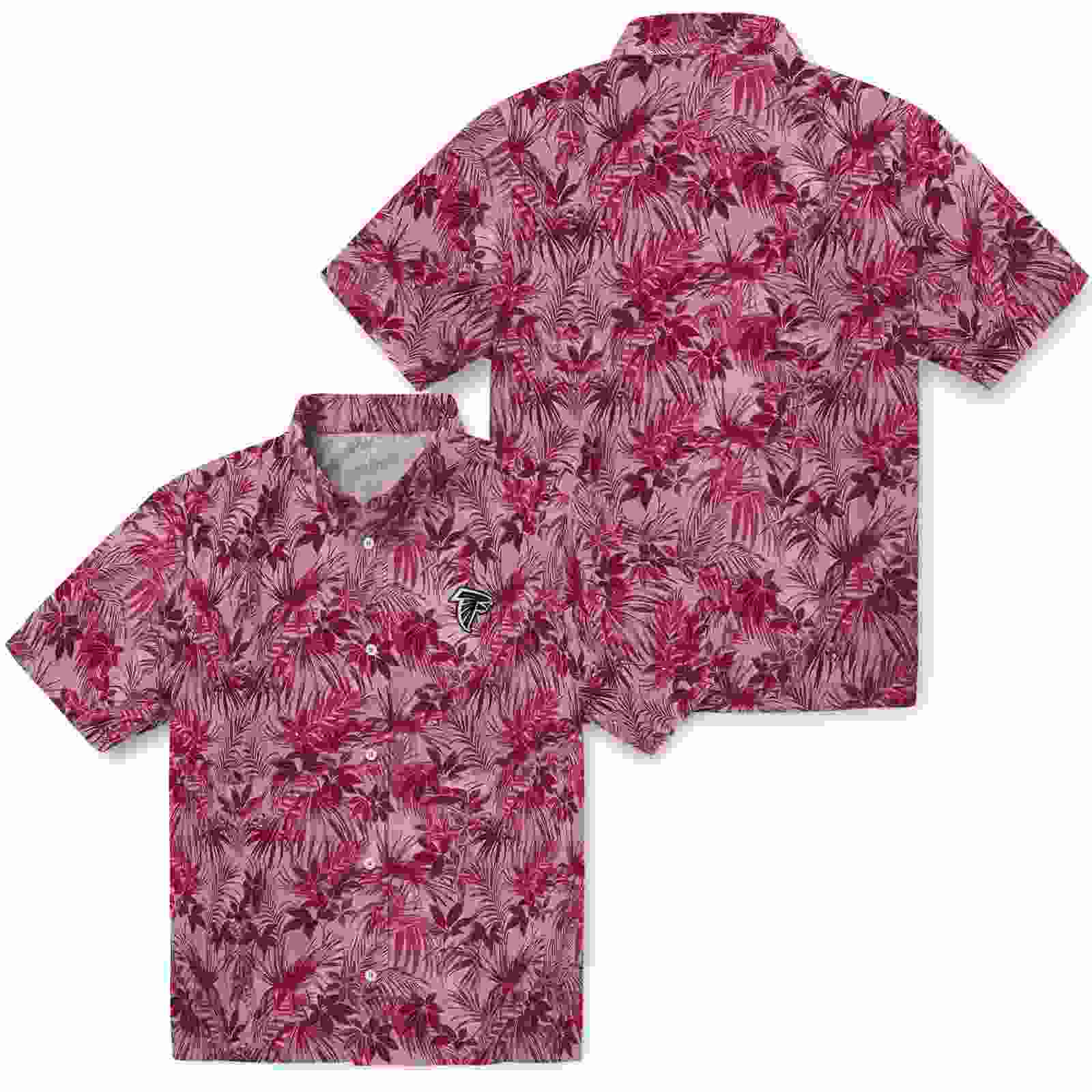 atlanta falcons leafy pattern red hawaiian shirt high quality