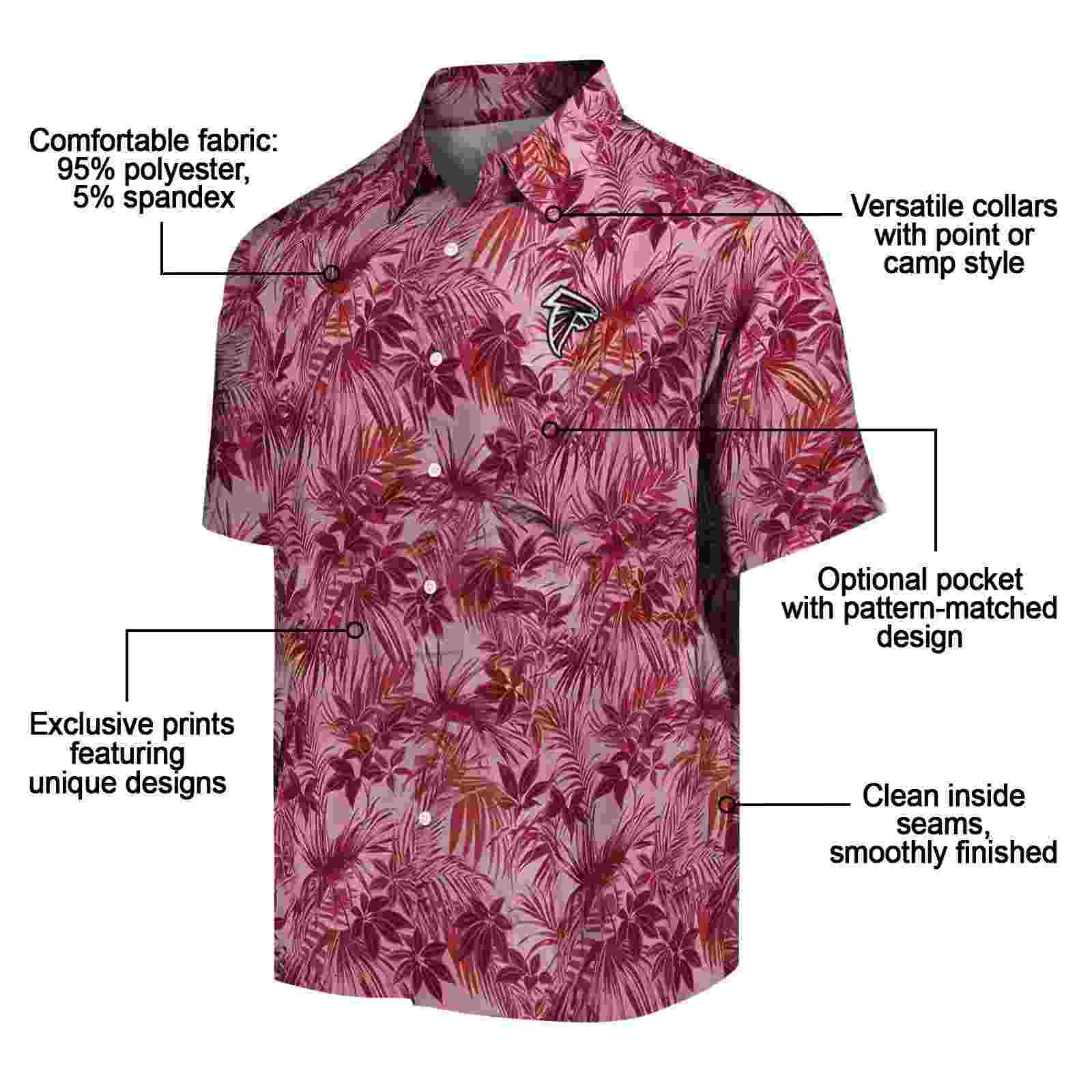 atlanta falcons leafy pattern red hawaiian shirt new arrival