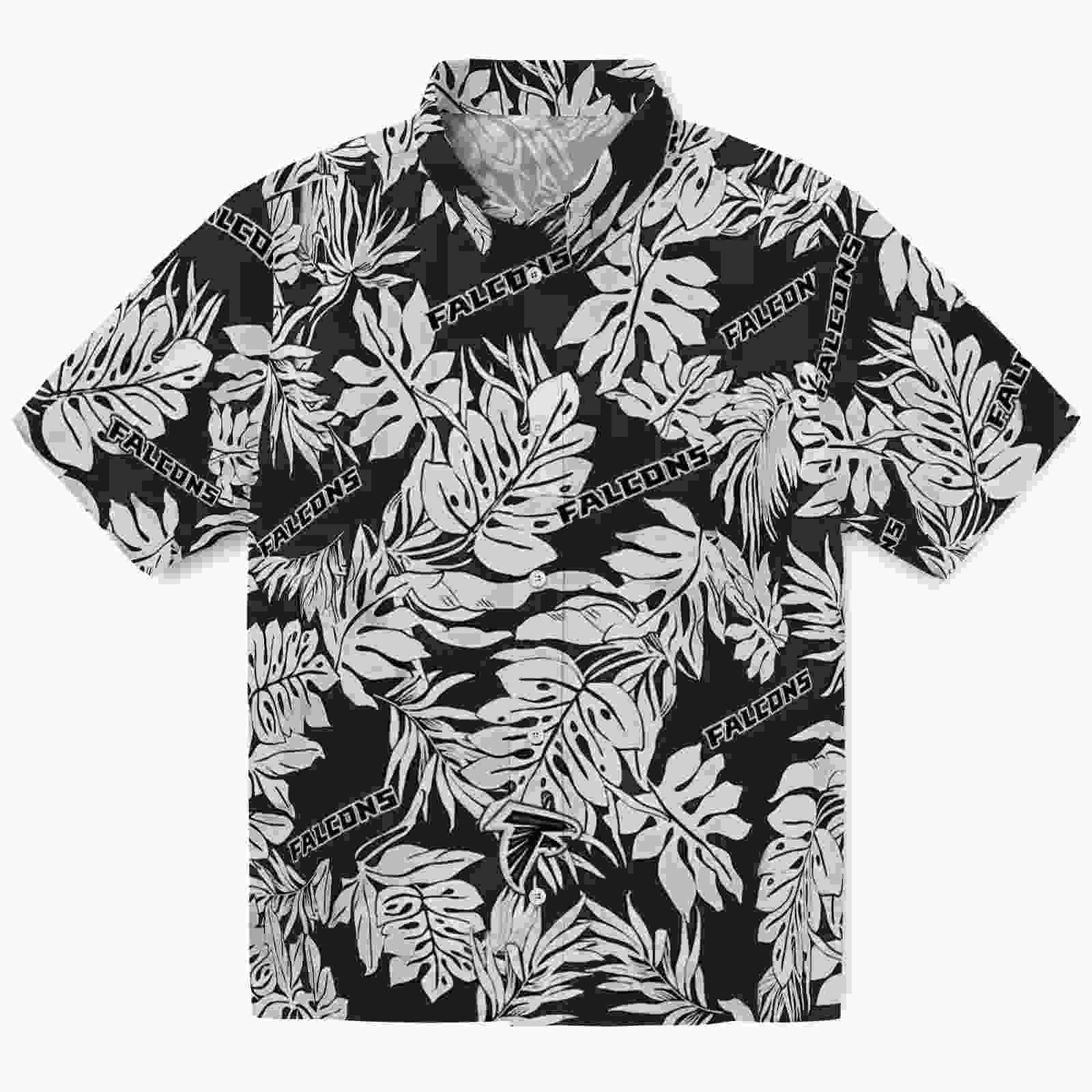 Atlanta Falcons Monstera Leaf Pattern Black Hawaiian Shirt