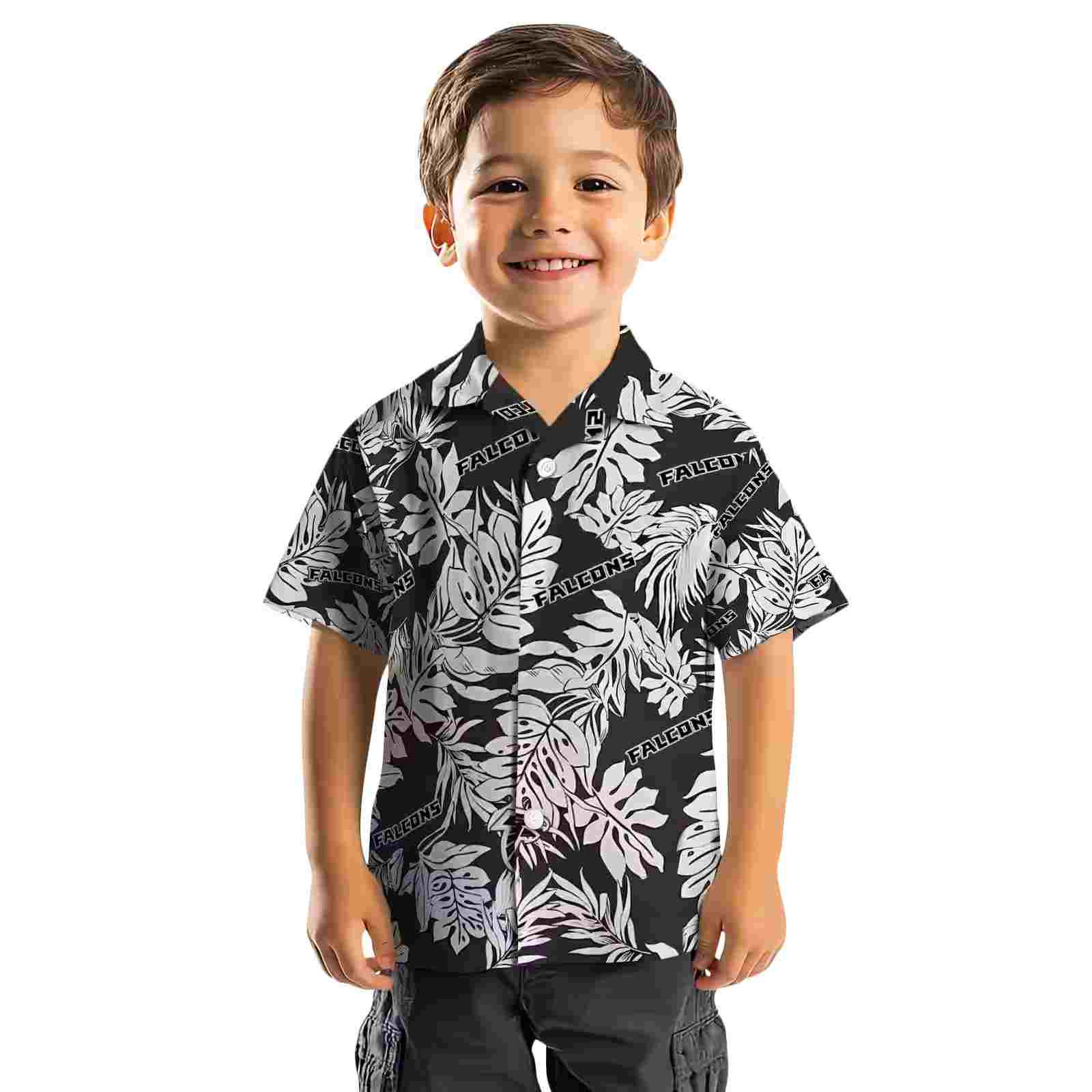 atlanta falcons monstera leaf pattern black hawaiian shirt top rated