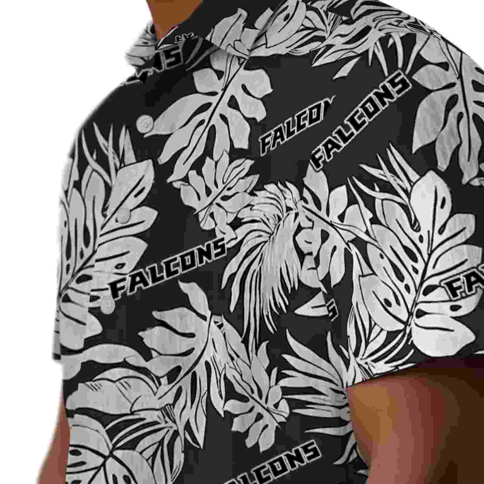 atlanta falcons monstera leaf pattern black hawaiian shirt trendy