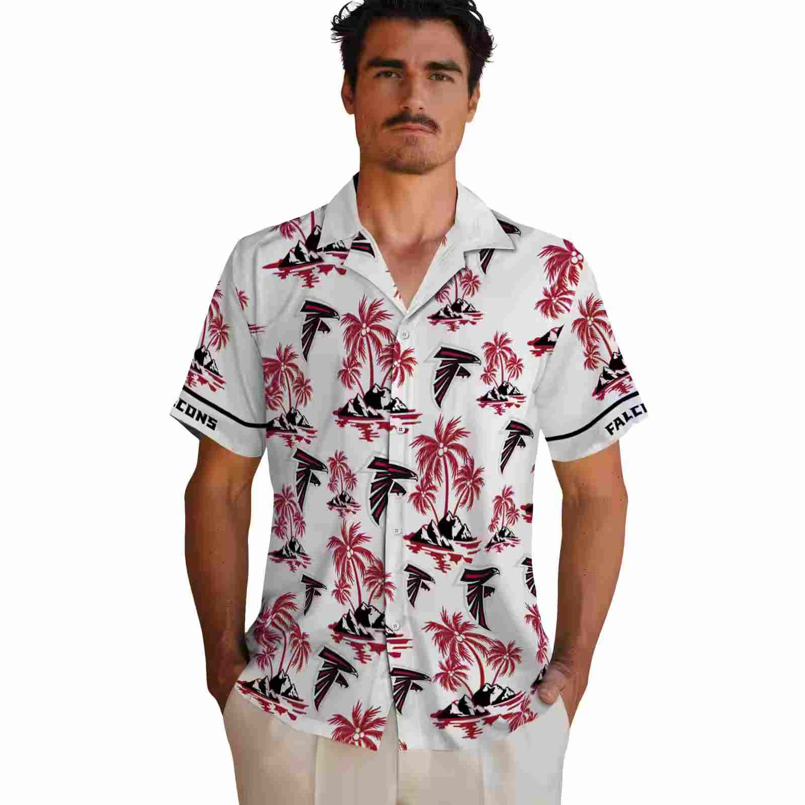 atlanta falcons palm island print red white hawaiian shirt fashion forward