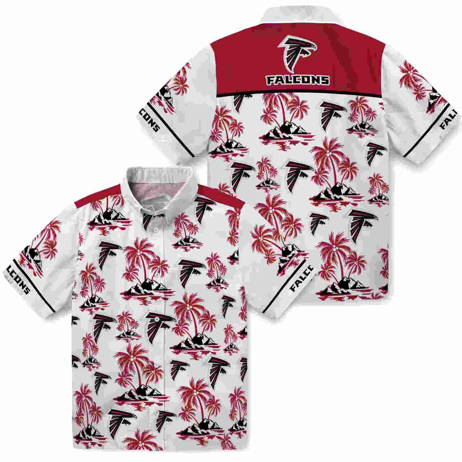 atlanta falcons palm island print red white hawaiian shirt high quality