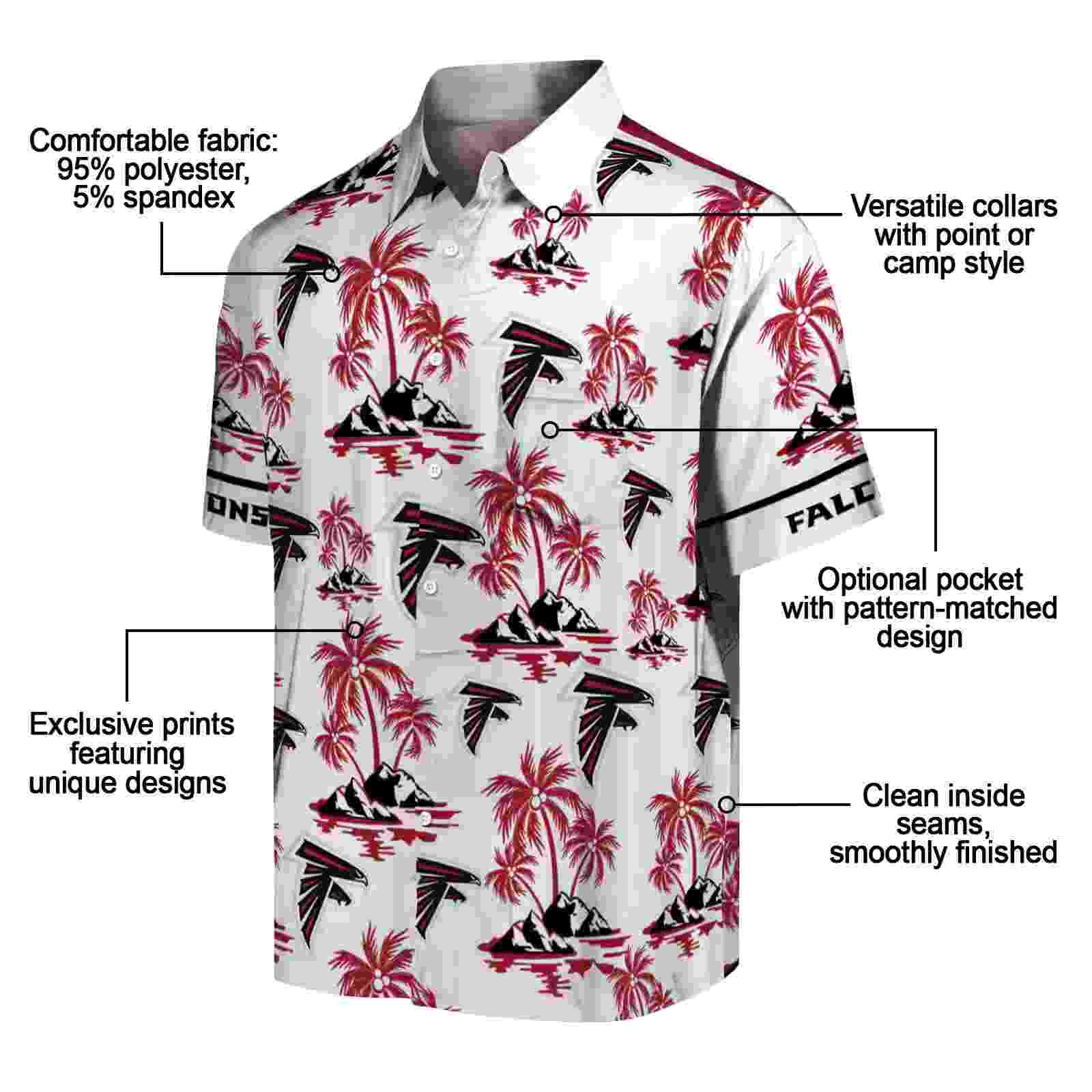 atlanta falcons palm island print red white hawaiian shirt new arrival