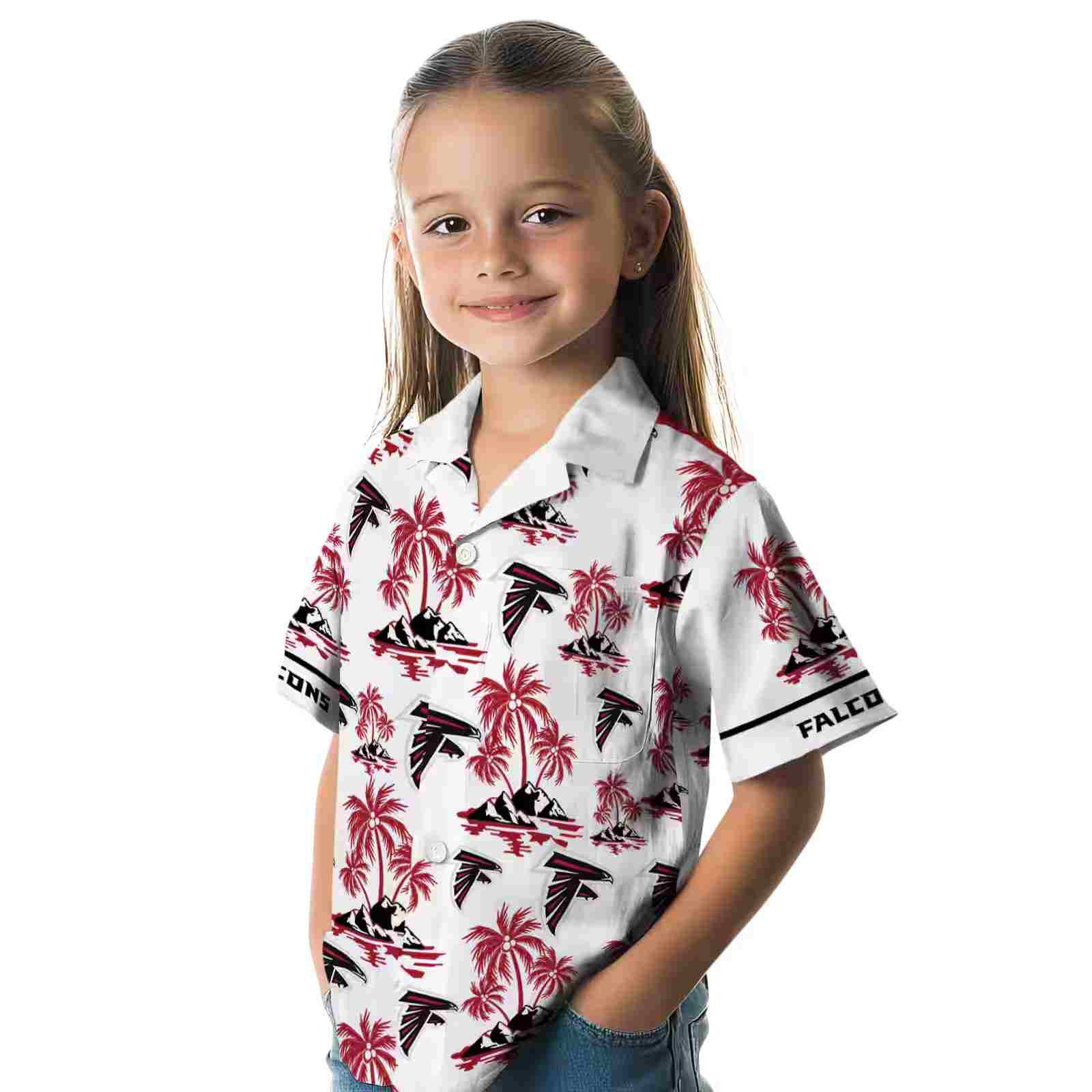 atlanta falcons palm island print red white hawaiian shirt premium grade