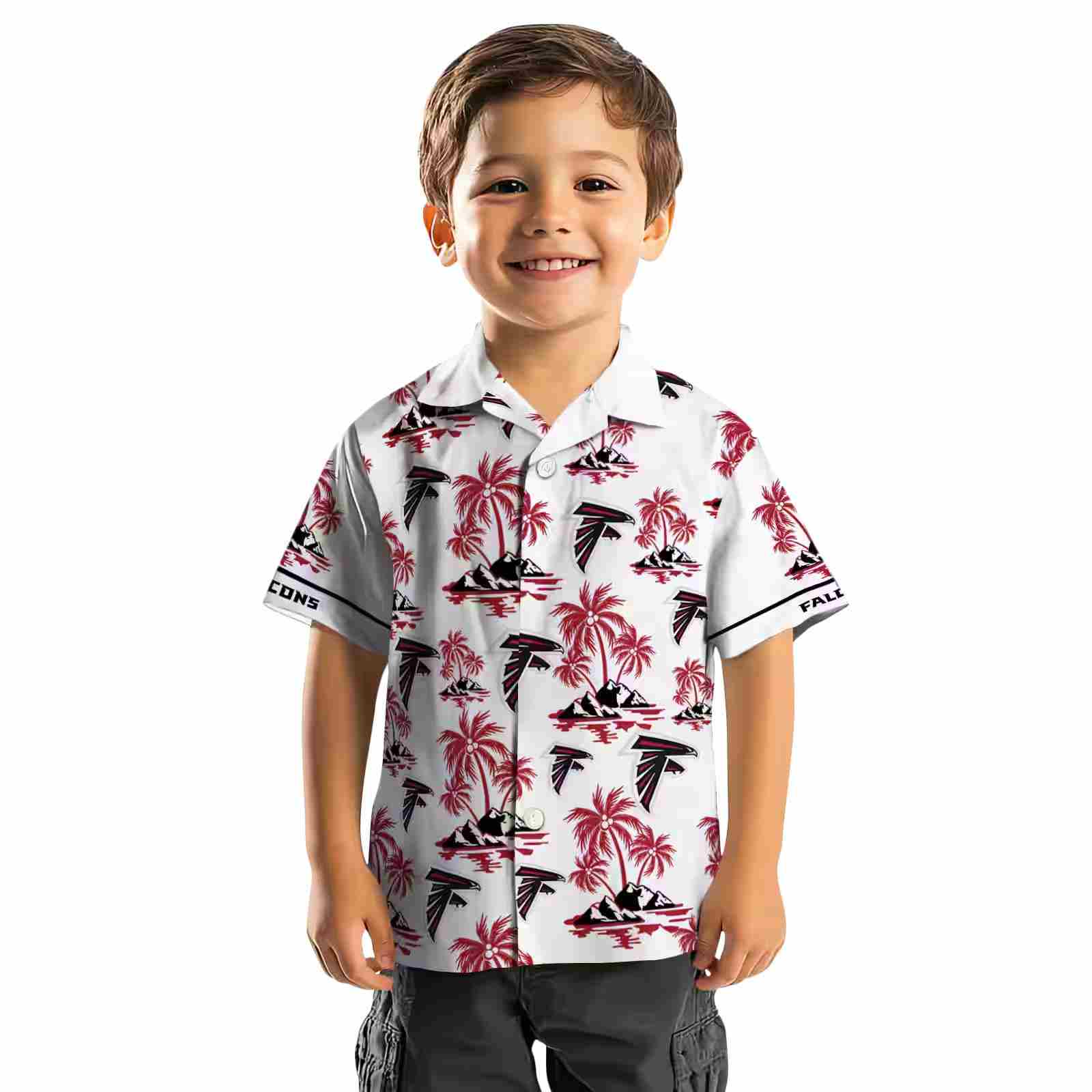 atlanta falcons palm island print red white hawaiian shirt top rated