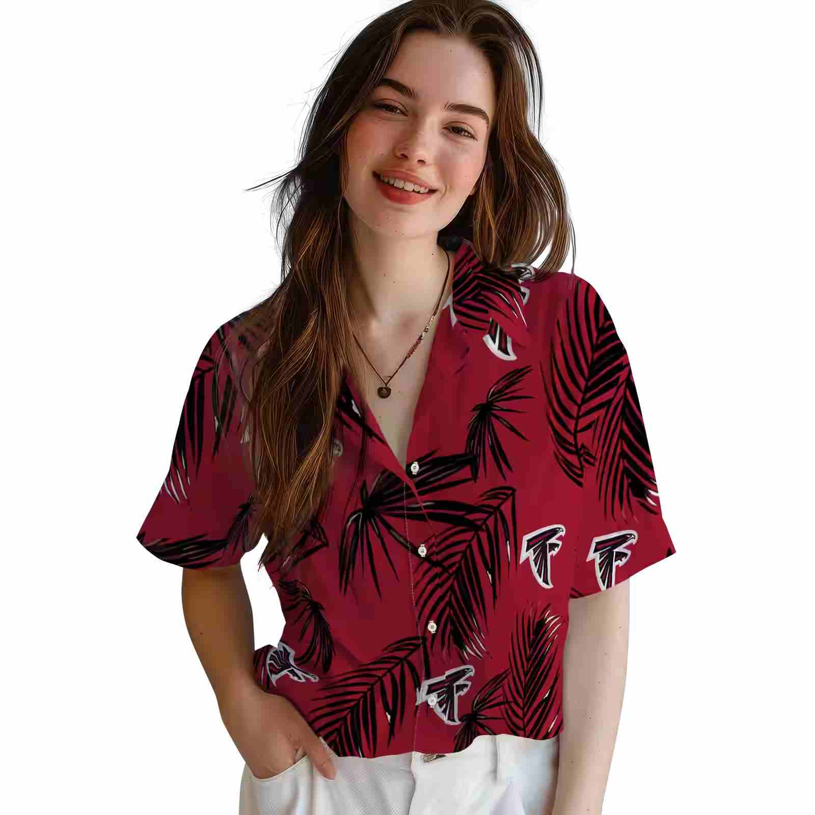 atlanta falcons palm leaf red hawaiian shirt latest model