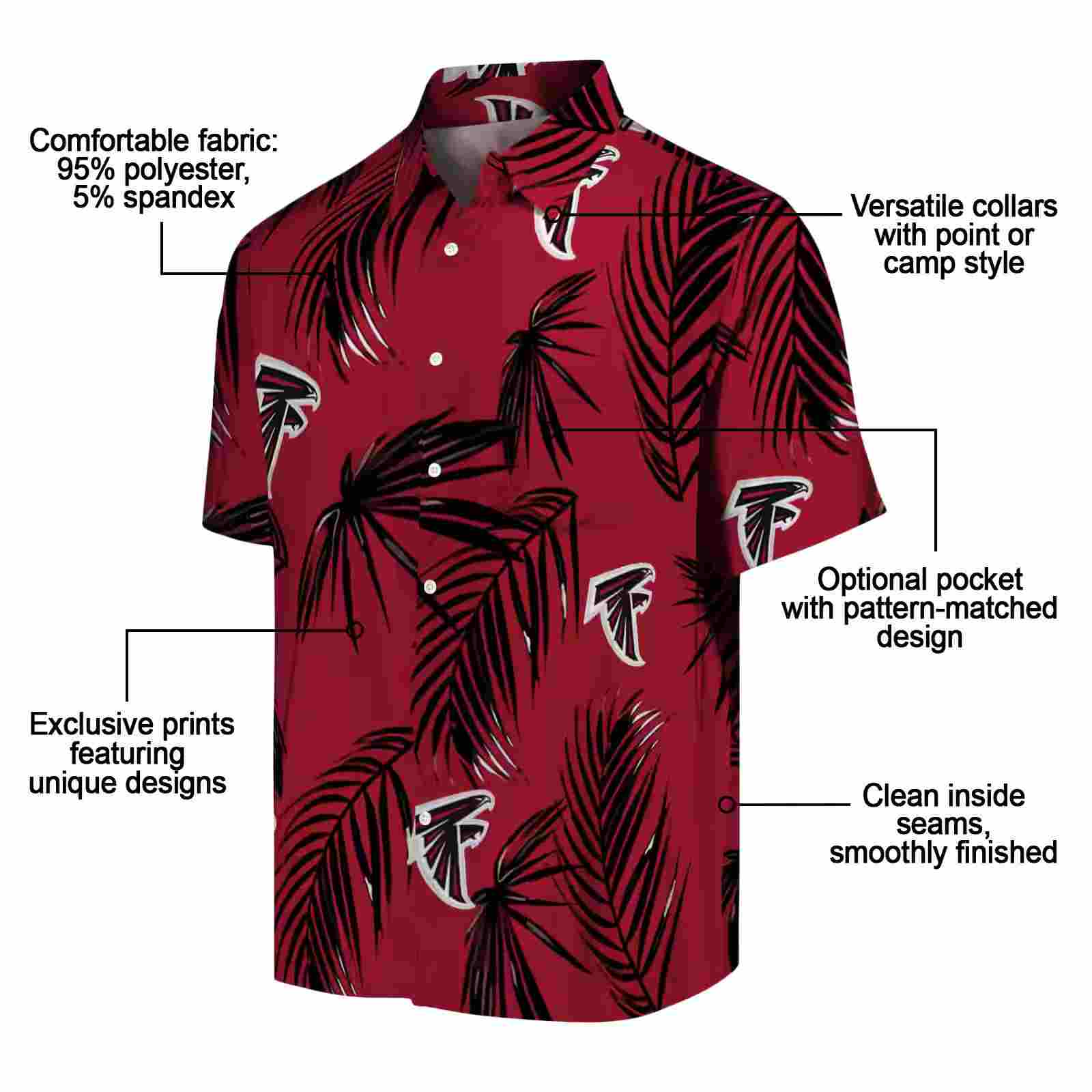 atlanta falcons palm leaf red hawaiian shirt new arrival