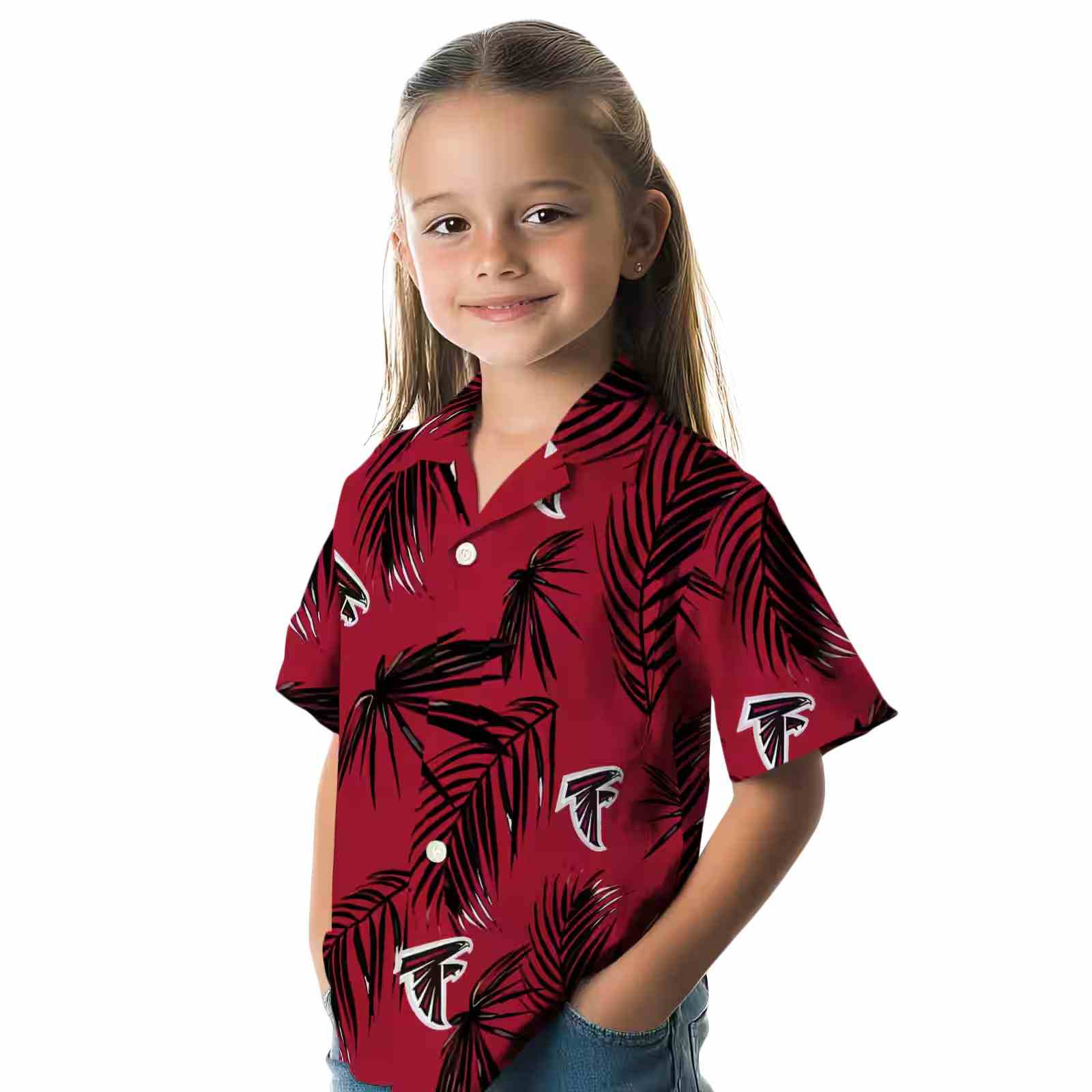 atlanta falcons palm leaf red hawaiian shirt premium grade