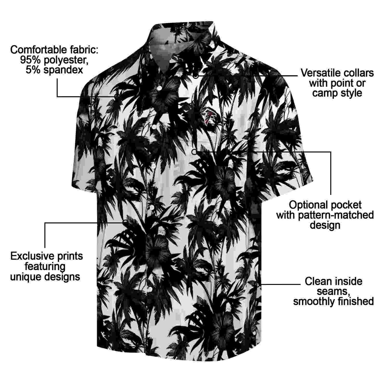 atlanta falcons palm motifs black white hawaiian shirt new arrival