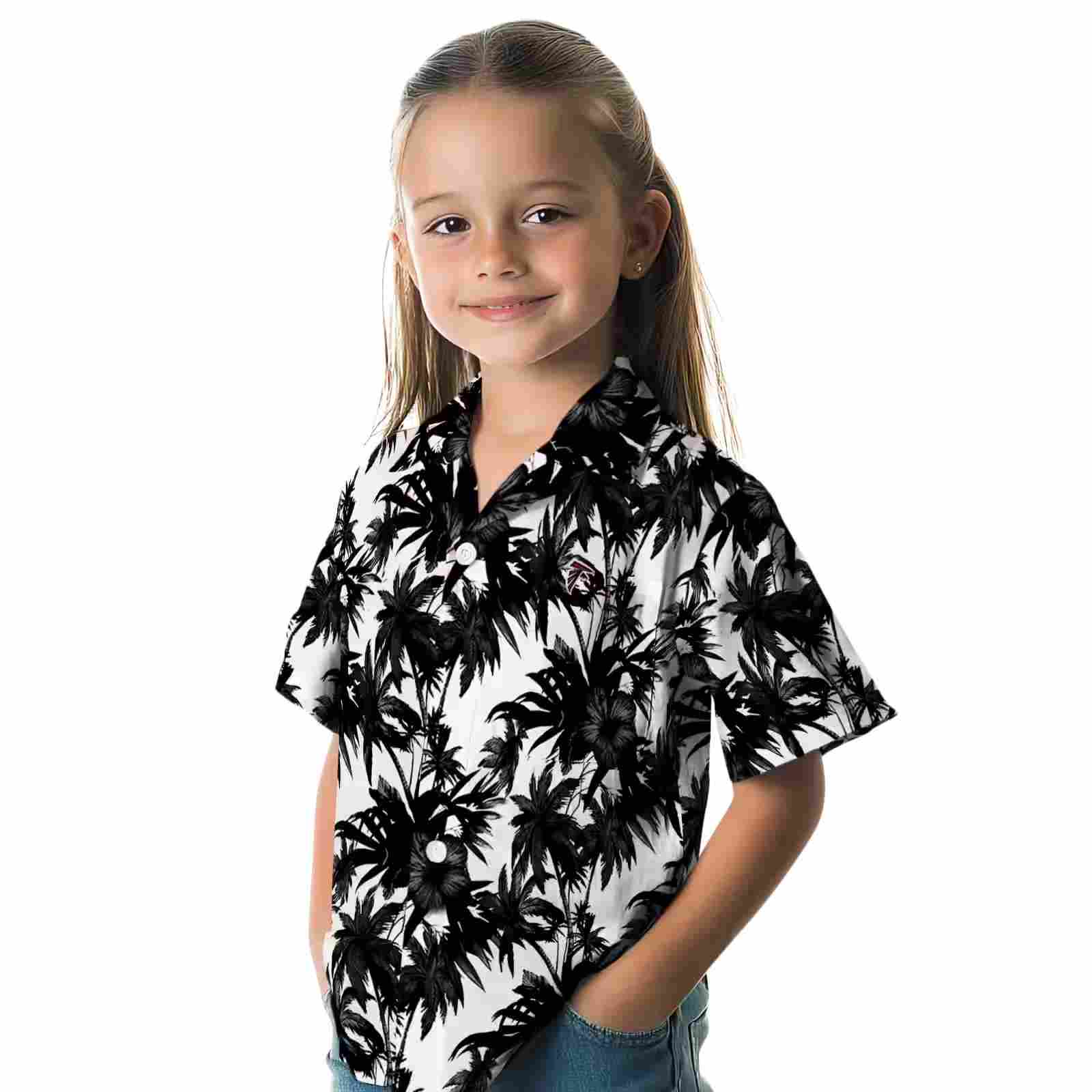 atlanta falcons palm motifs black white hawaiian shirt premium grade