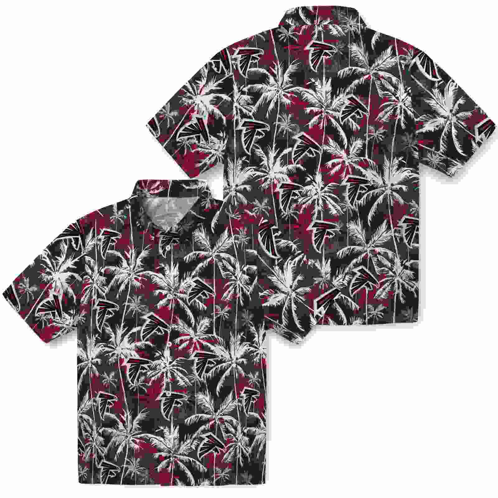 atlanta falcons palm pattern red black hawaiian shirt high quality