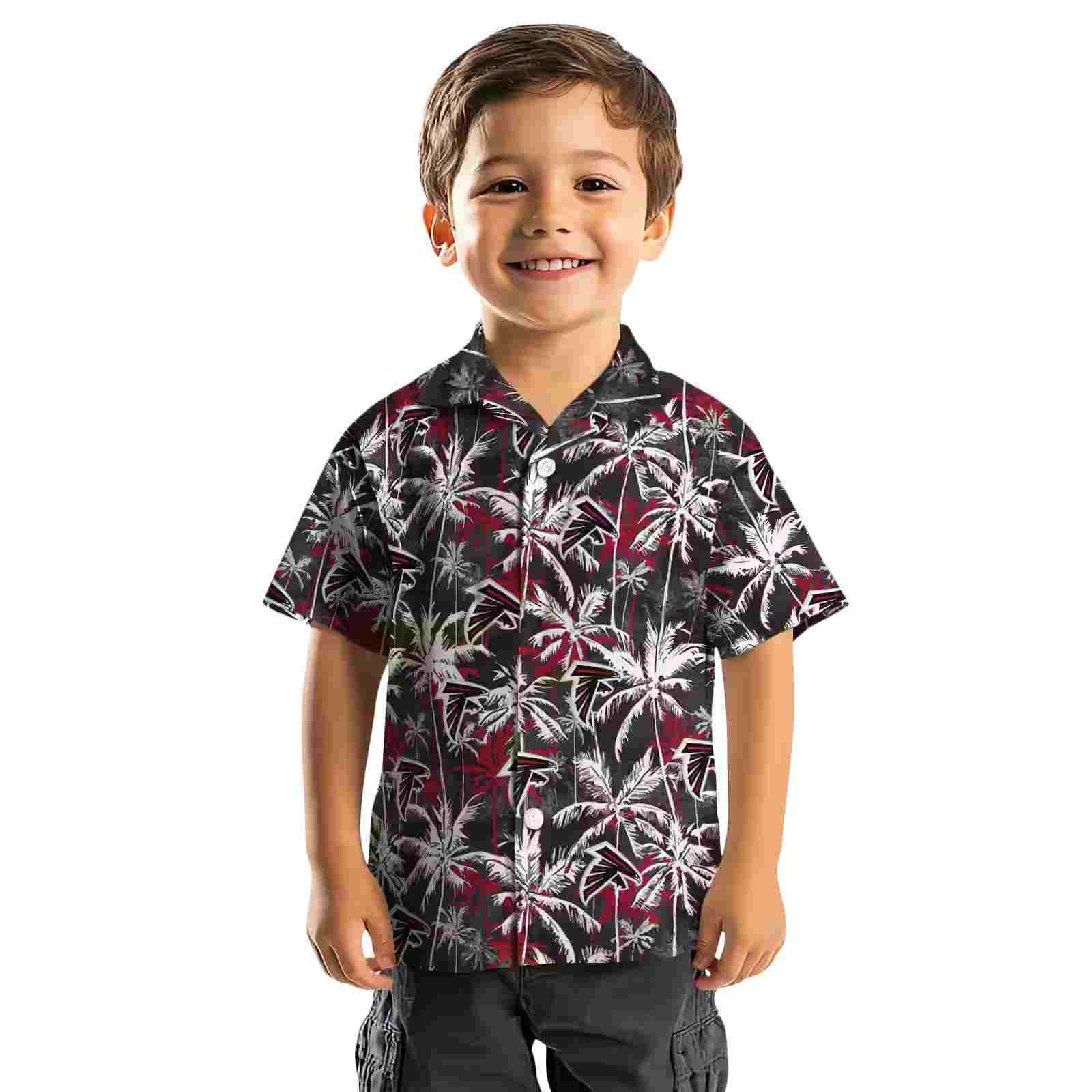 atlanta falcons palm pattern red black hawaiian shirt top rated