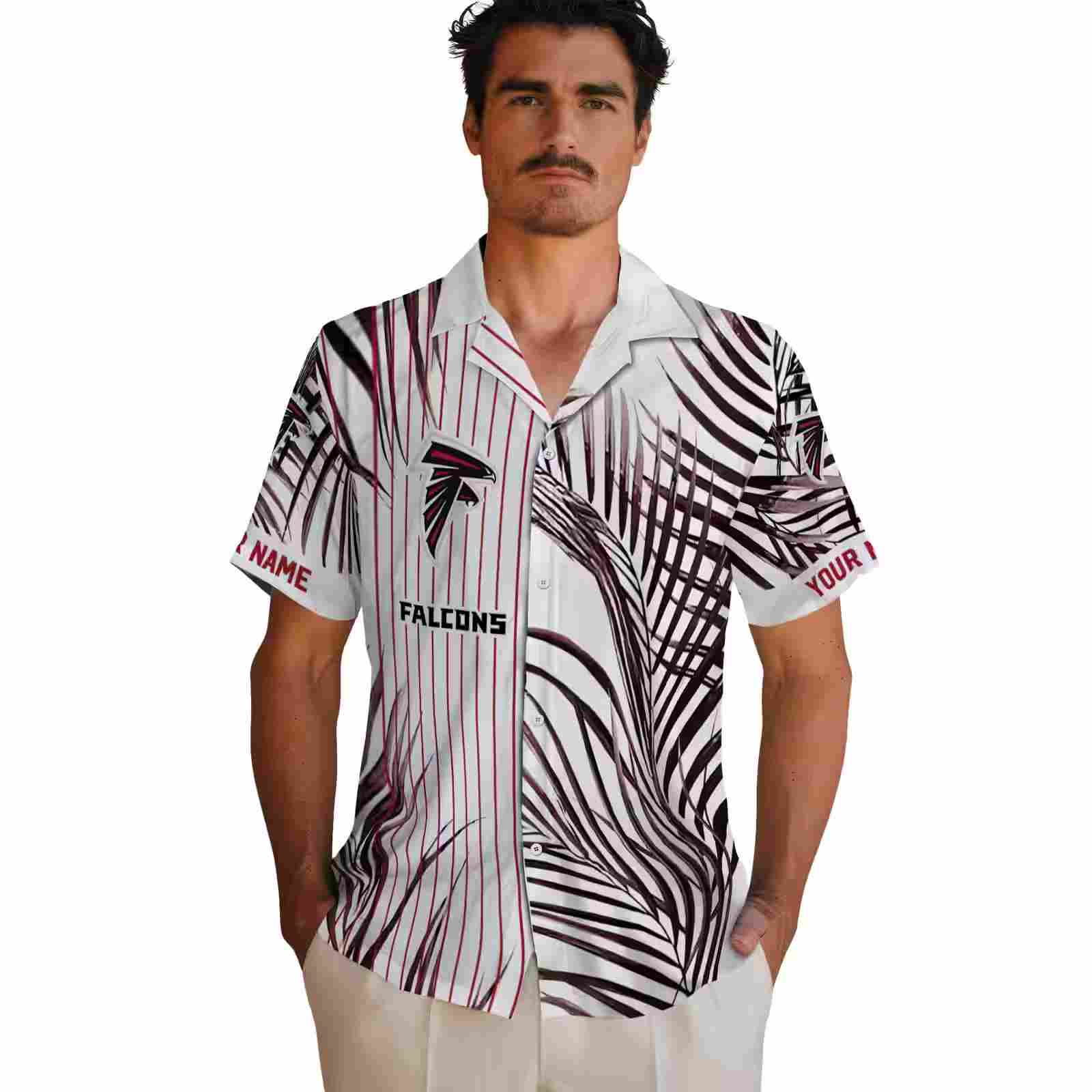 atlanta falcons palm stripes red black white hawaiian shirt fashion forward