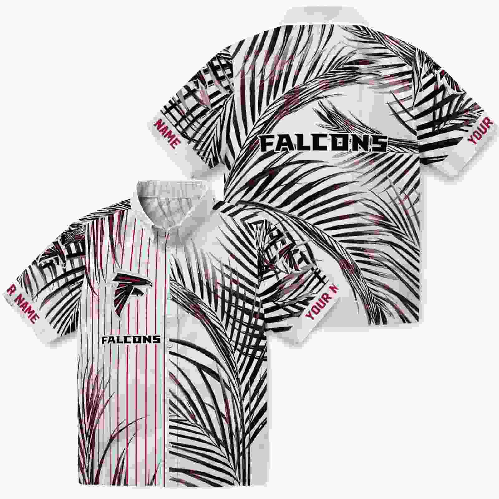 atlanta falcons palm stripes red black white hawaiian shirt high quality