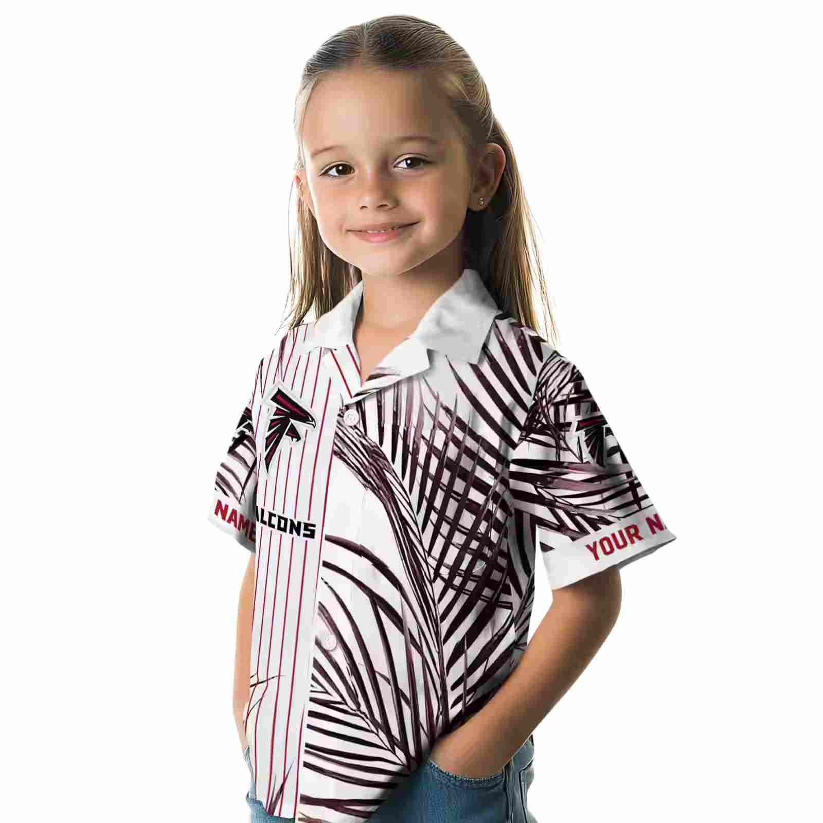 atlanta falcons palm stripes red black white hawaiian shirt premium grade