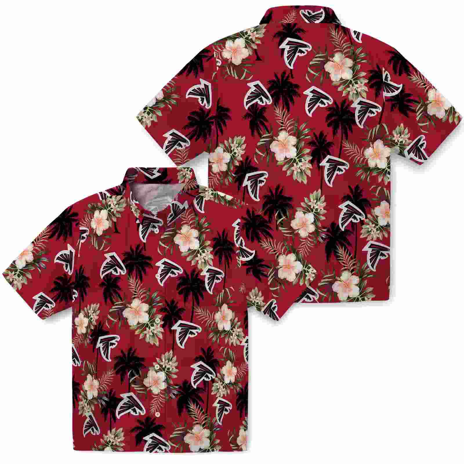 atlanta falcons palm tree flower red hawaiian shirt high quality