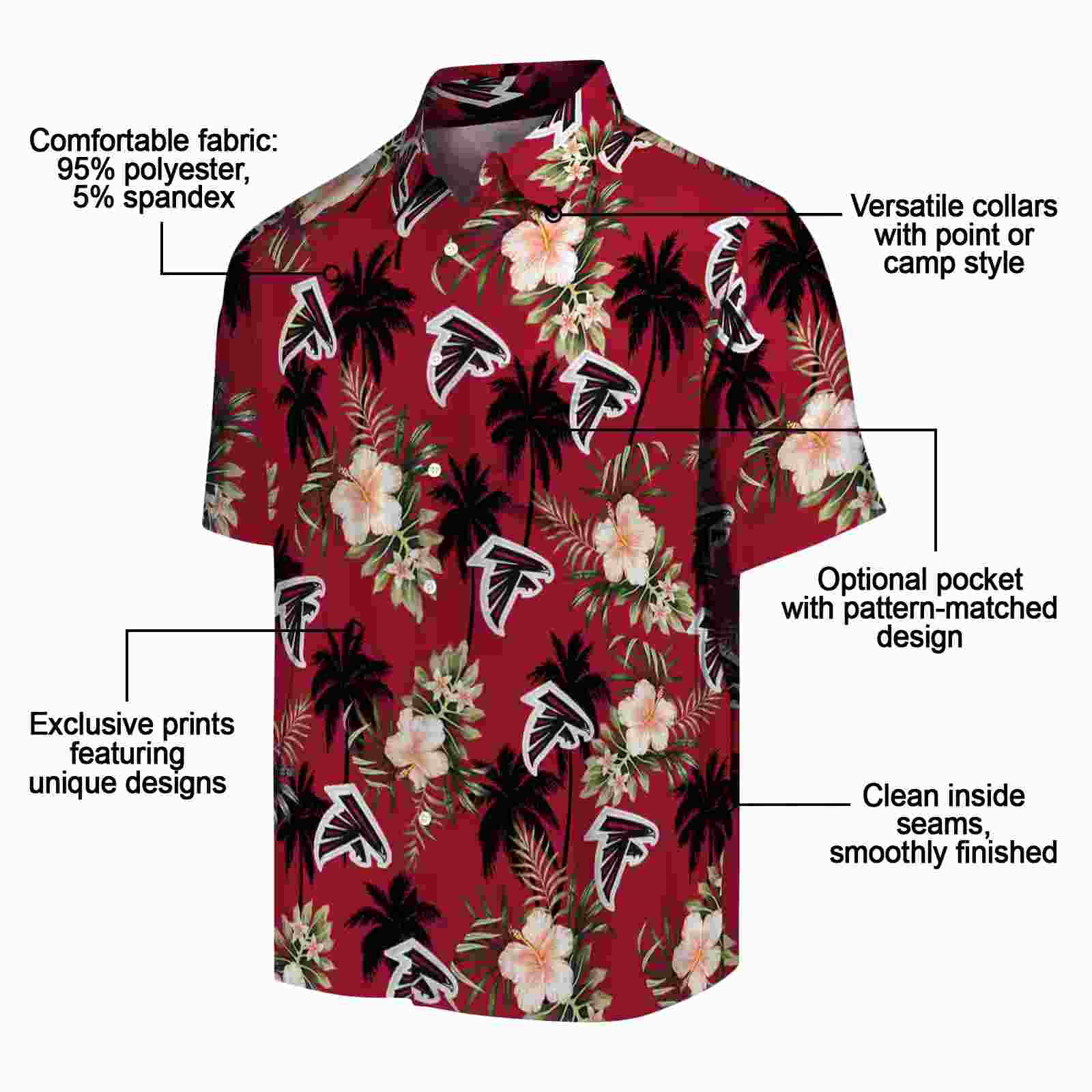 atlanta falcons palm tree flower red hawaiian shirt new arrival