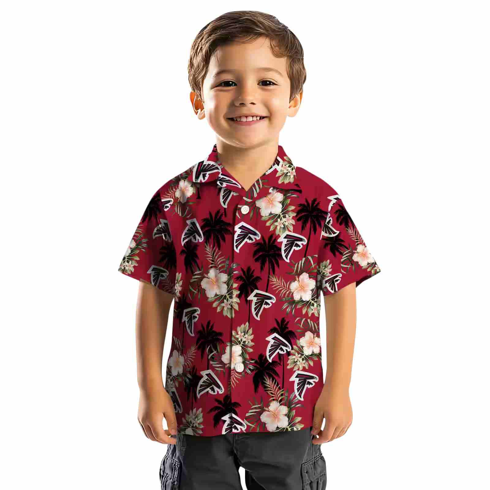 atlanta falcons palm tree flower red hawaiian shirt top rated