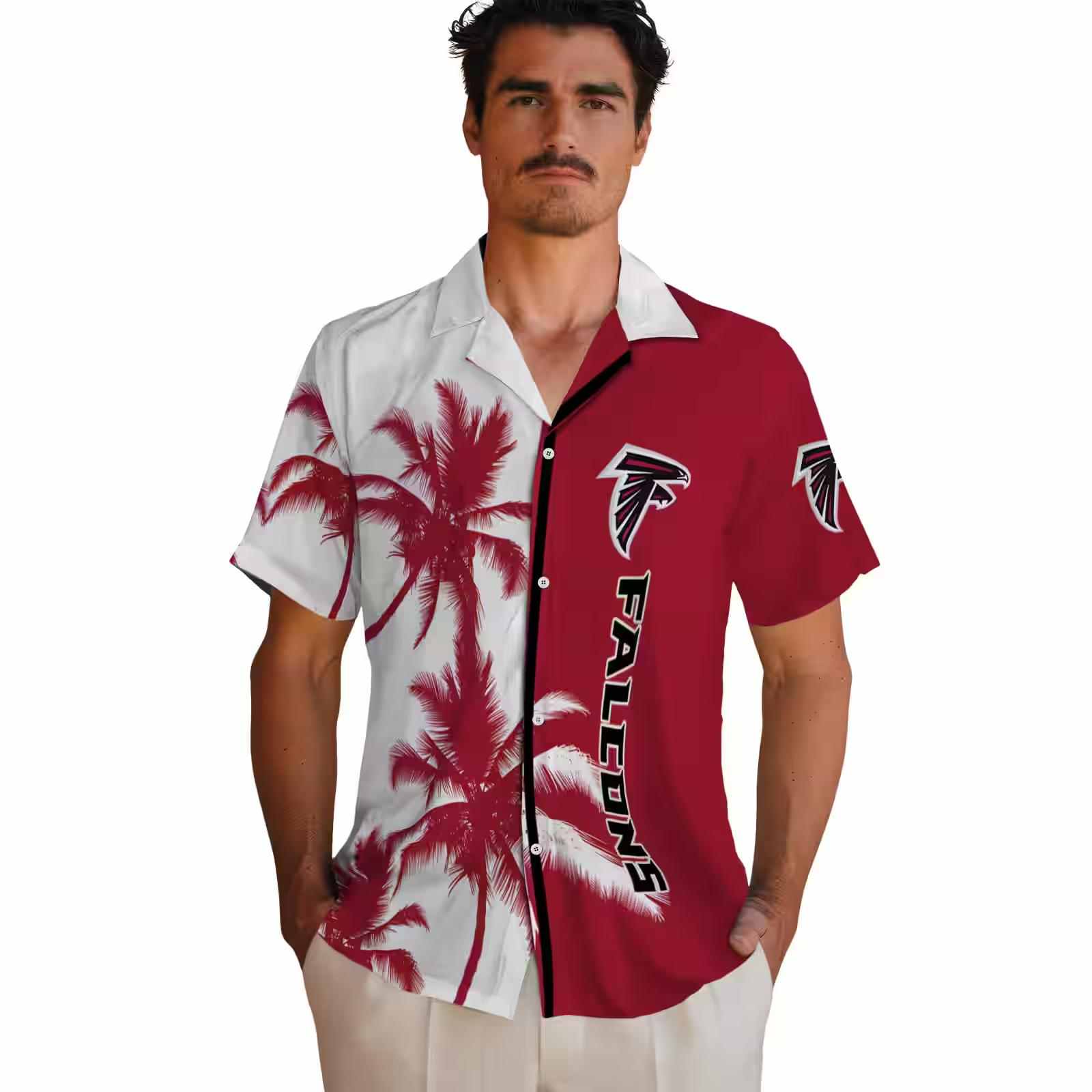 atlanta falcons palm trees red white hawaiian shirt fashion forward