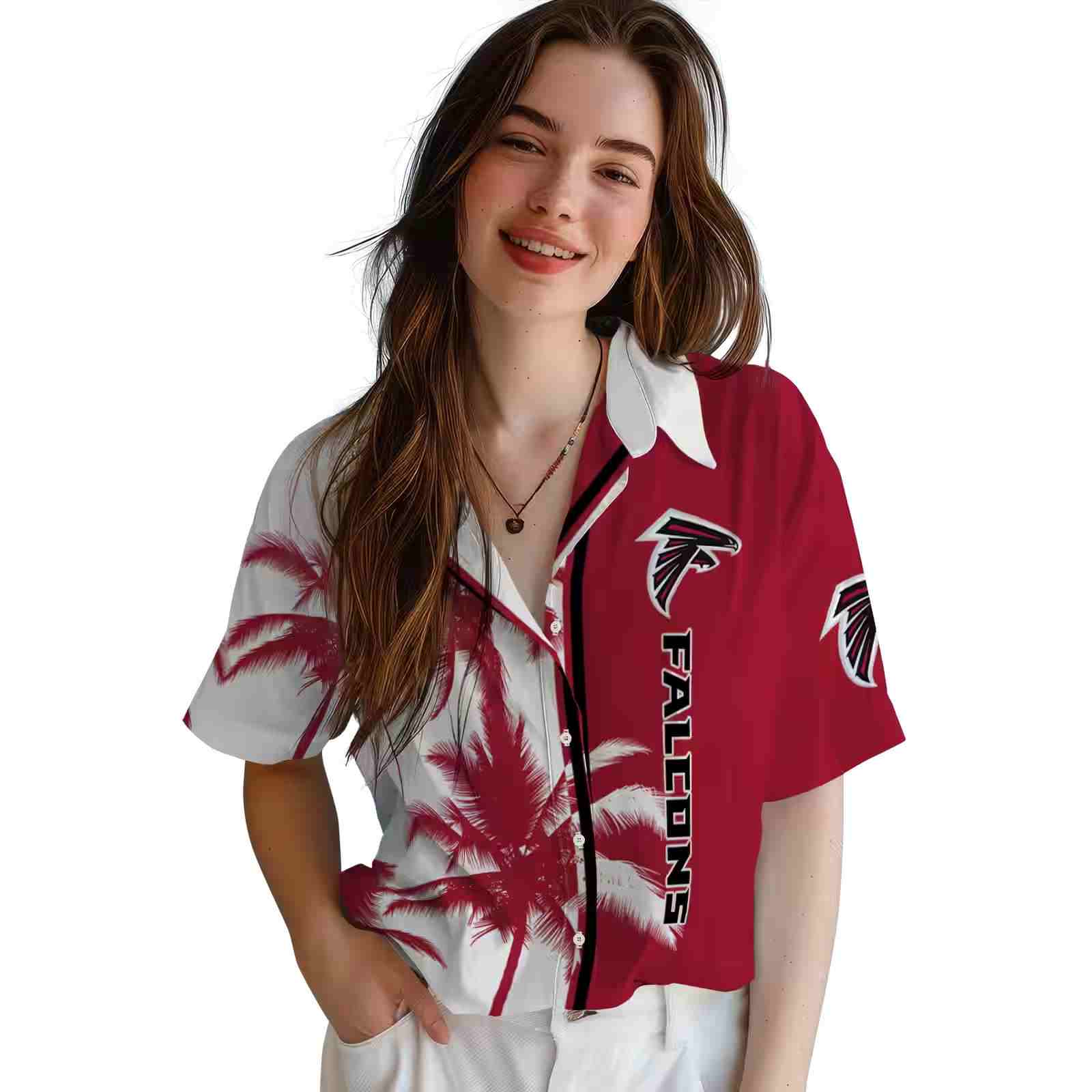 atlanta falcons palm trees red white hawaiian shirt latest model