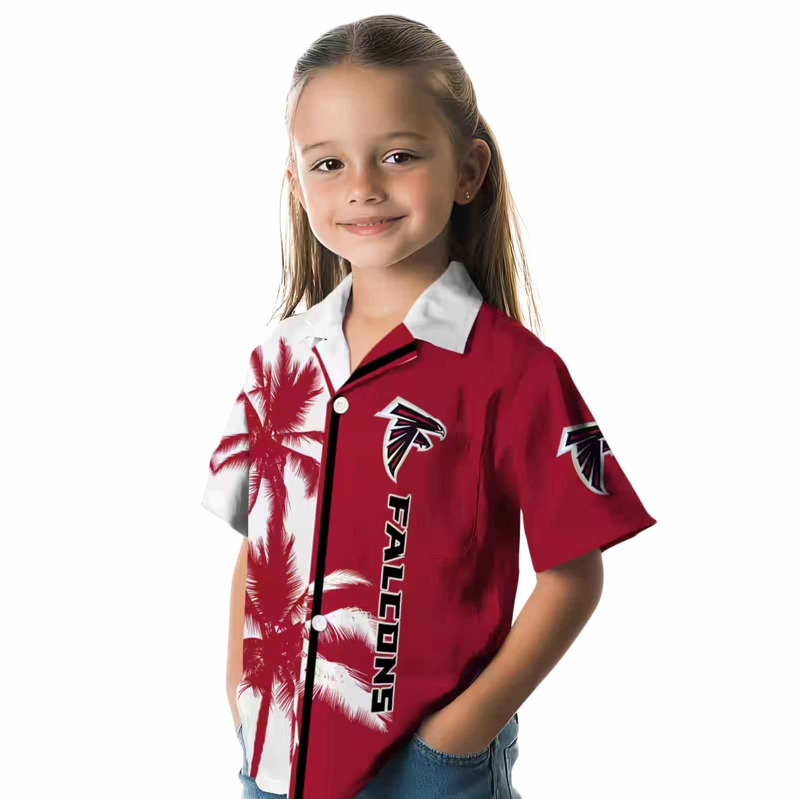 atlanta falcons palm trees red white hawaiian shirt premium grade