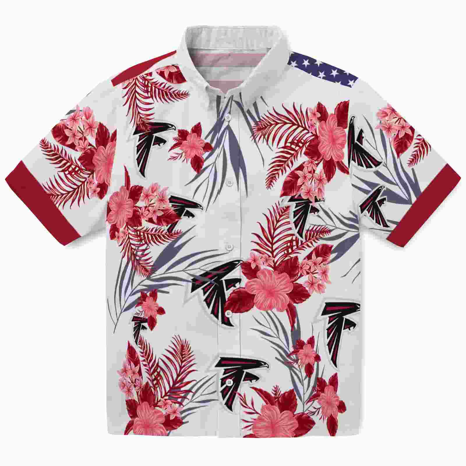 Atlanta Falcons Patriotic Hibiscus Design Red White Hawaiian Shirt