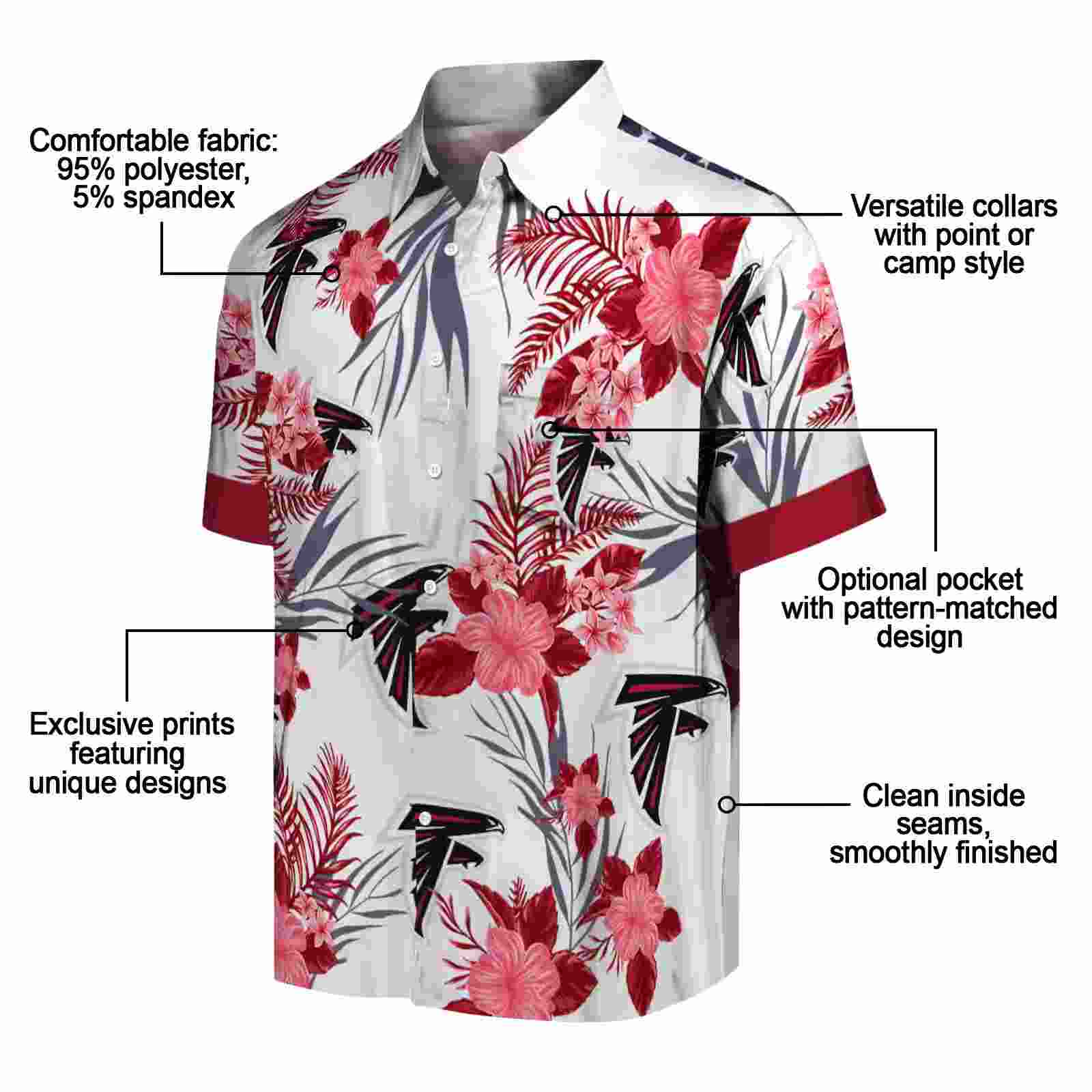 atlanta falcons patriotic hibiscus design red white hawaiian shirt new arrival