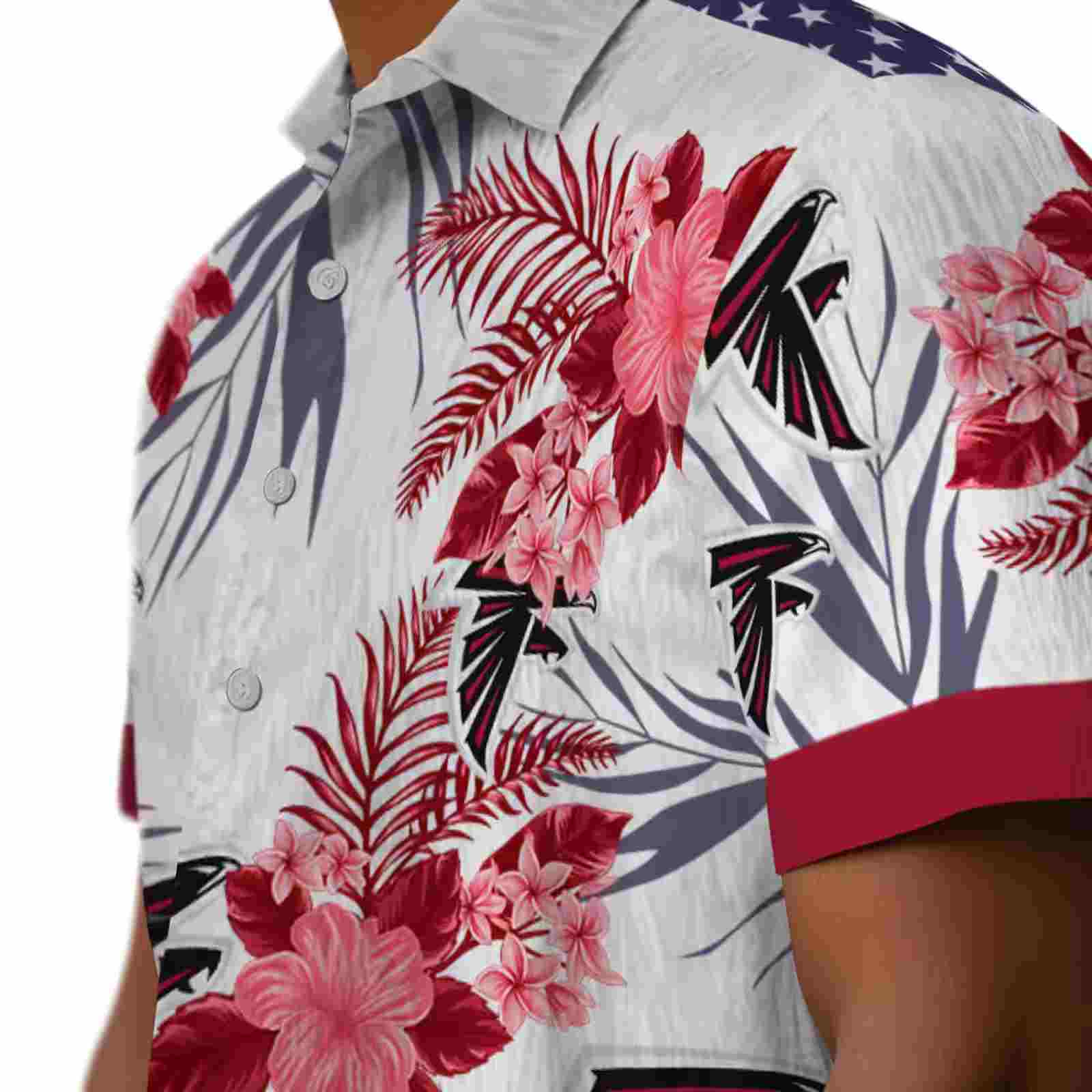 atlanta falcons patriotic hibiscus design red white hawaiian shirt trendy