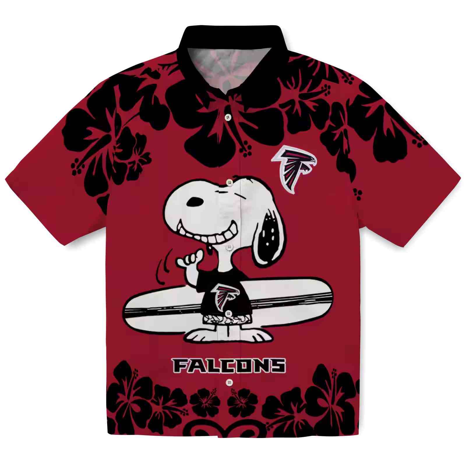 Atlanta Falcons Snoopy Surf Red White Hawaiian Shirt