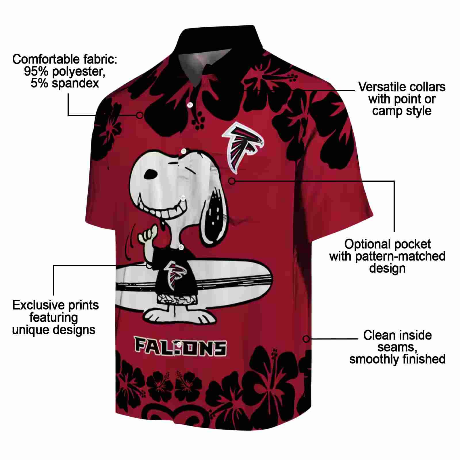 atlanta falcons snoopy surf red white hawaiian shirt new arrival