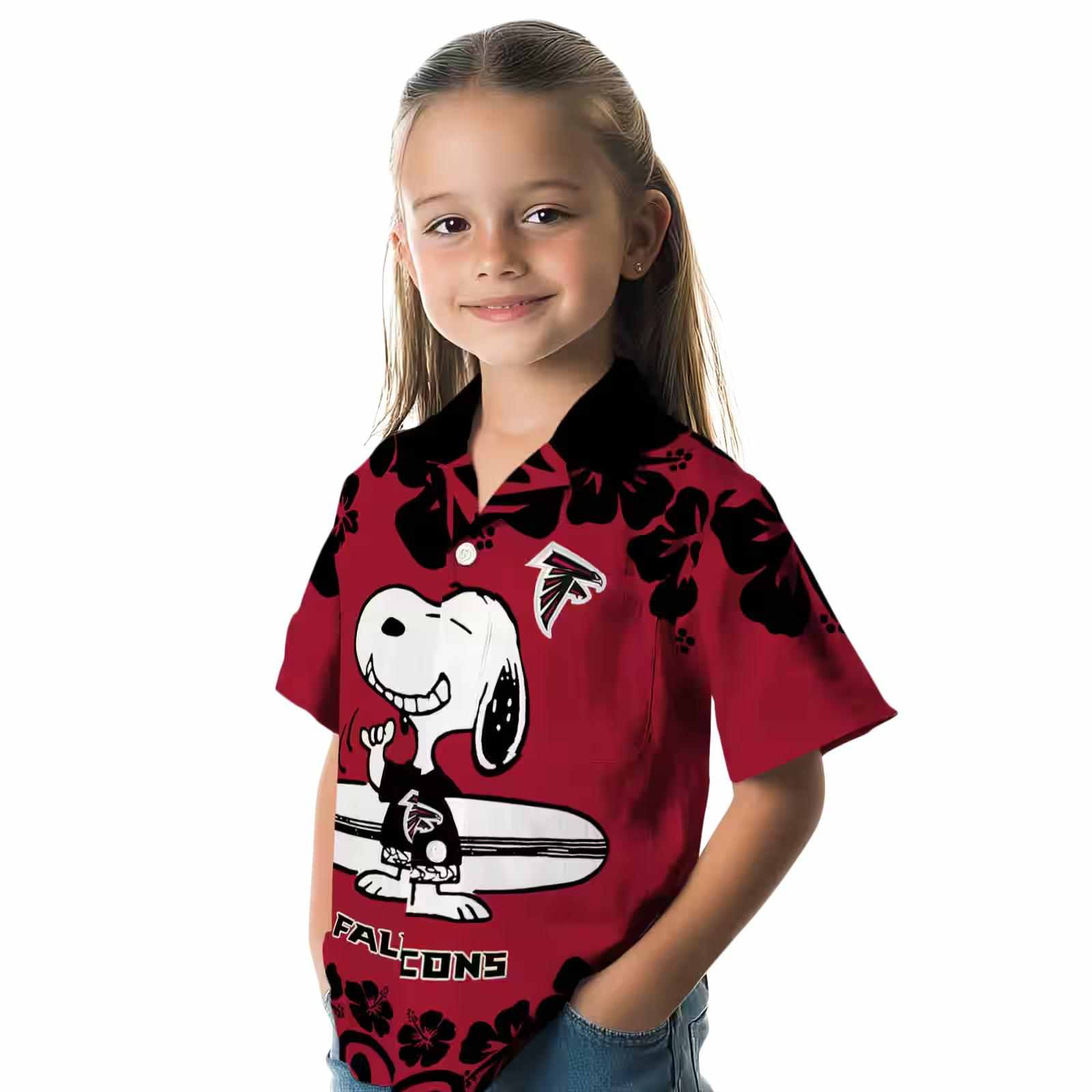 atlanta falcons snoopy surf red white hawaiian shirt premium grade