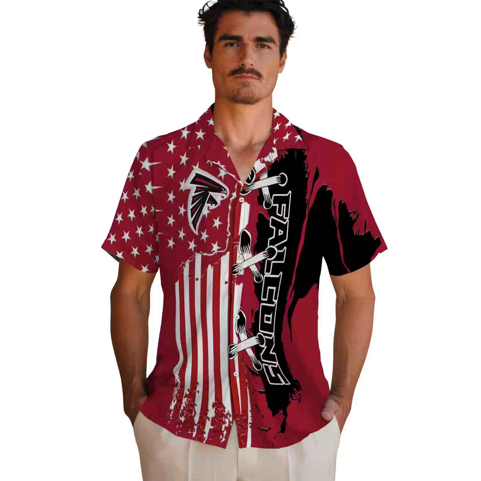 atlanta falcons stitched flag red hawaiian shirt fashion forward