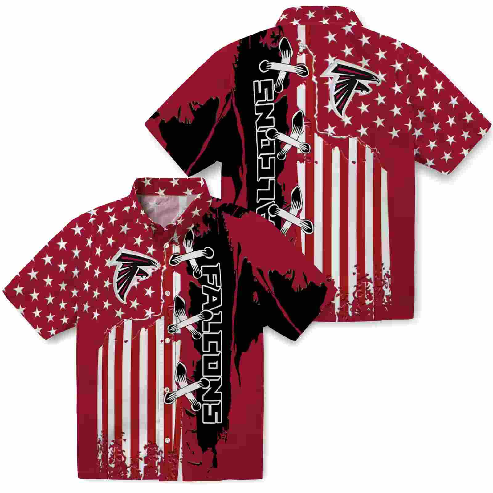 atlanta falcons stitched flag red hawaiian shirt high quality