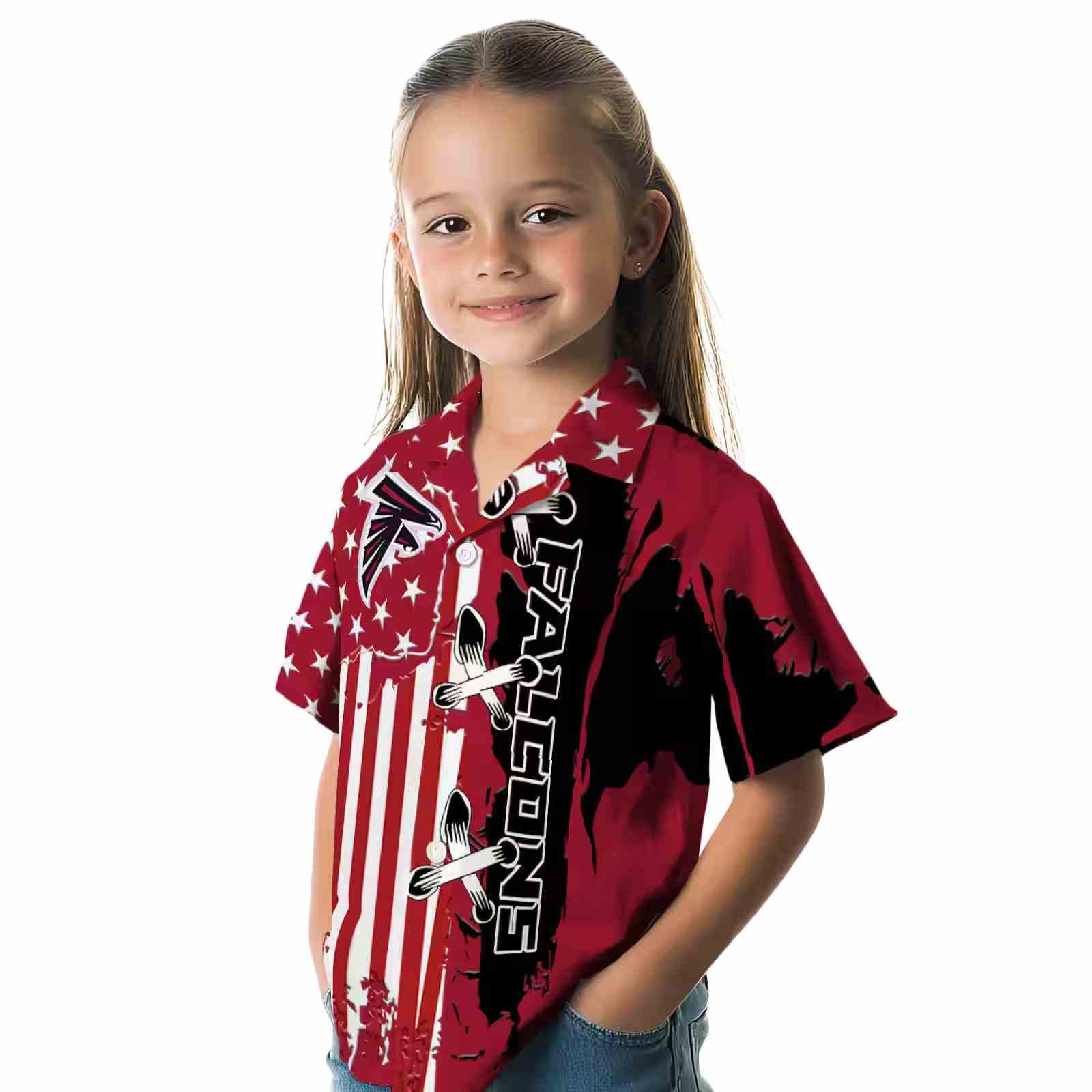 atlanta falcons stitched flag red hawaiian shirt premium grade