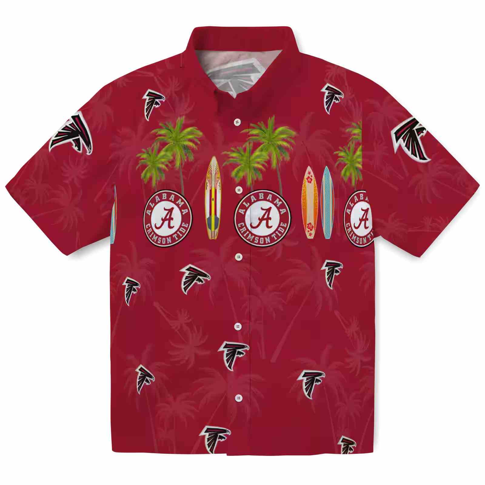 Atlanta Falcons Surfboard Palm Red Hawaiian Shirt