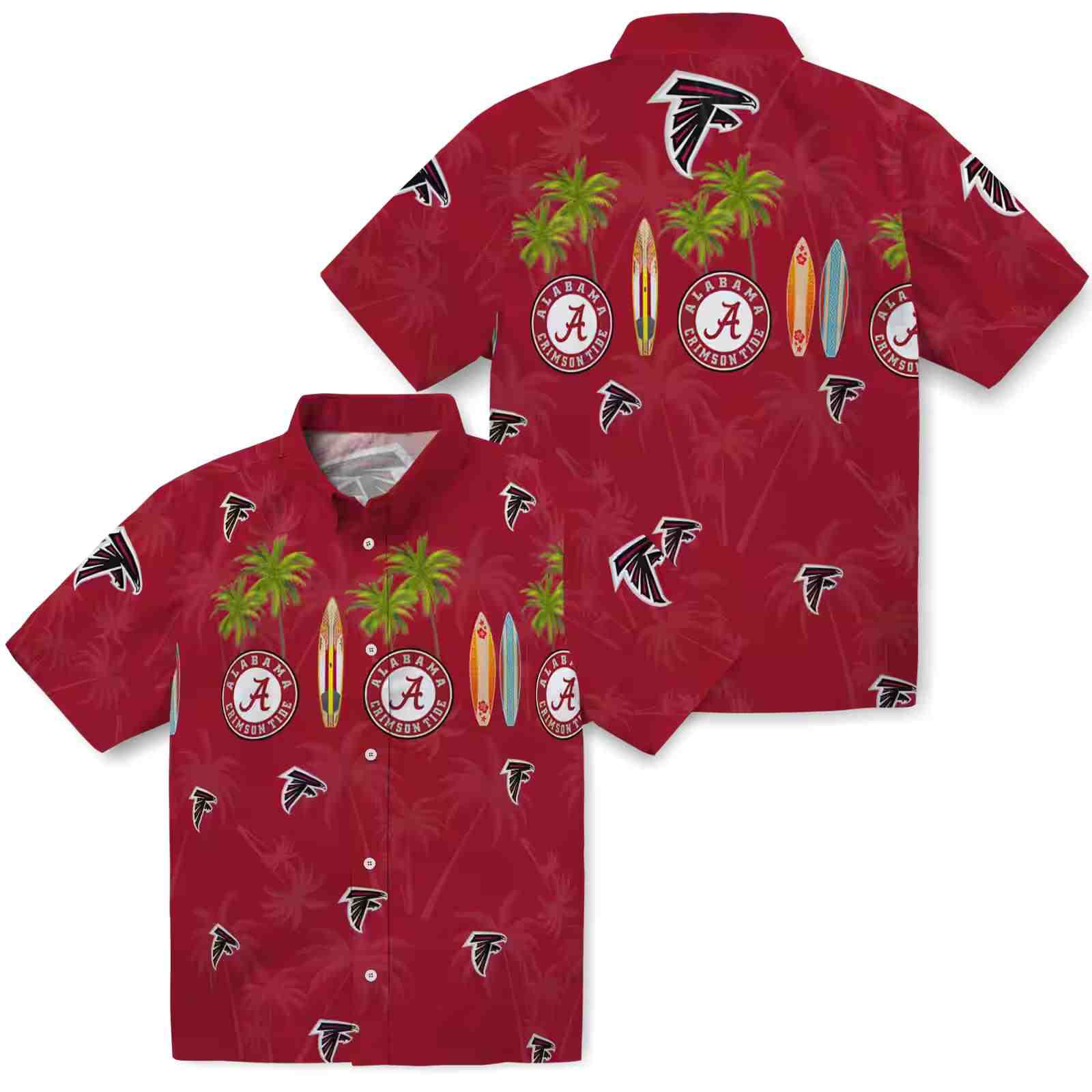 atlanta falcons surfboard palm red hawaiian shirt high quality