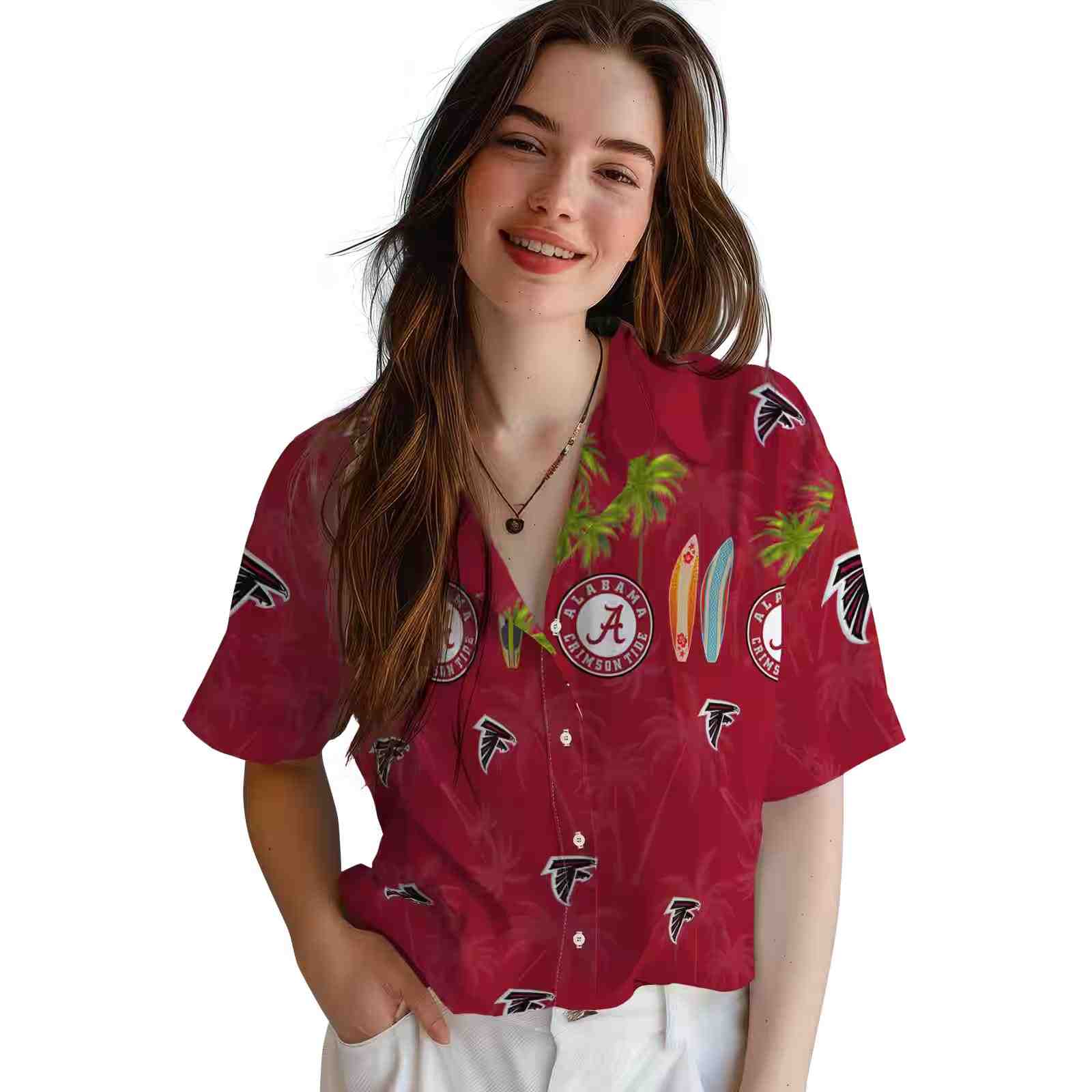 atlanta falcons surfboard palm red hawaiian shirt latest model