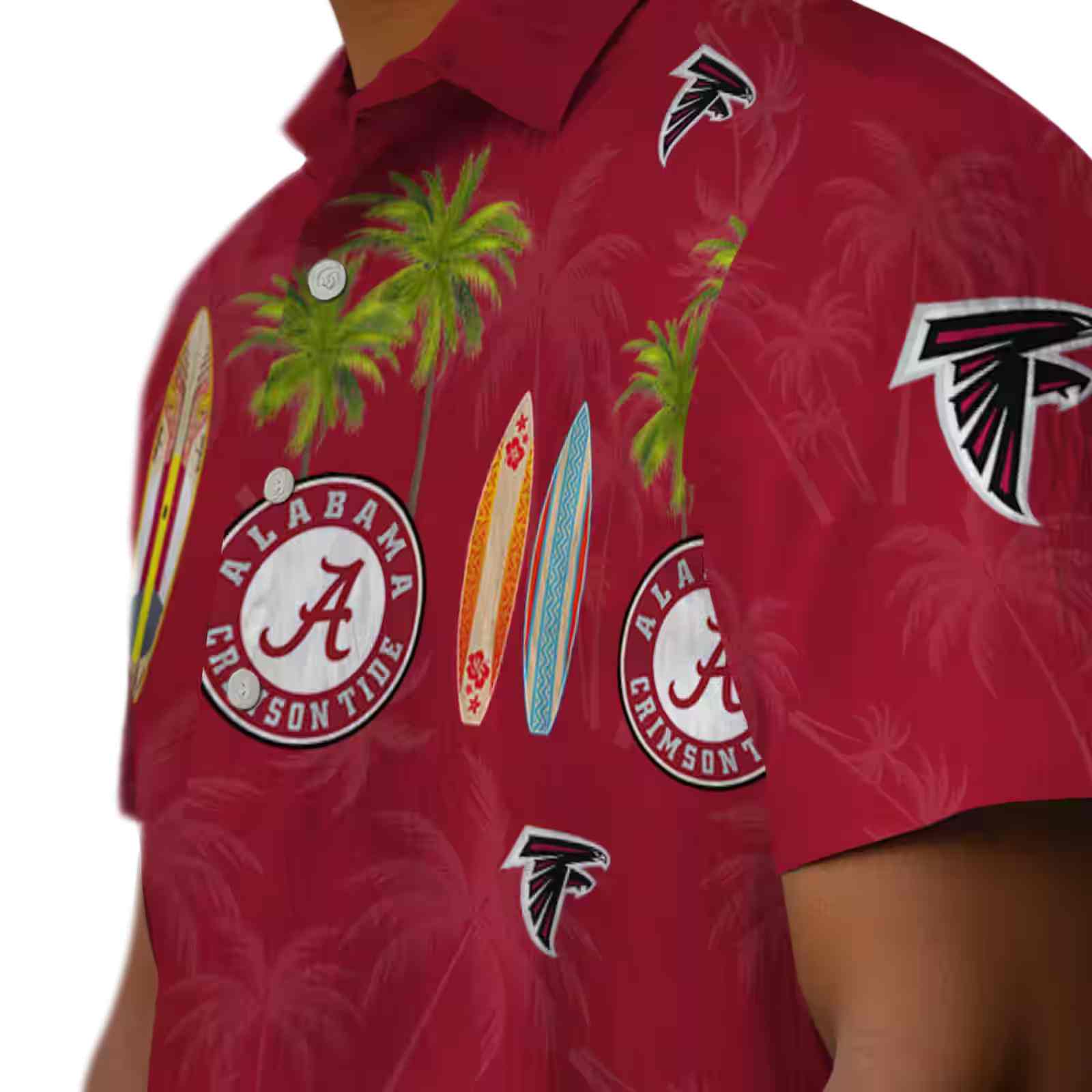 atlanta falcons surfboard palm red hawaiian shirt trendy