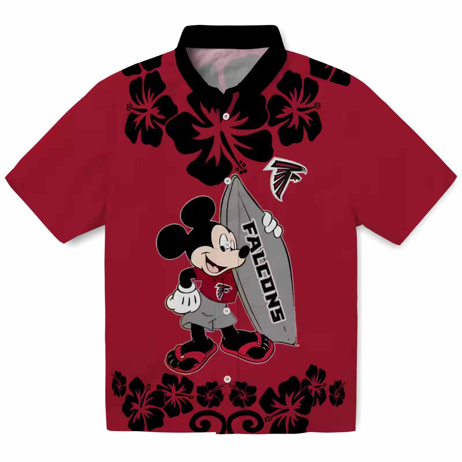 atlanta falcons surfing mickey red hawaiian shirt best selling