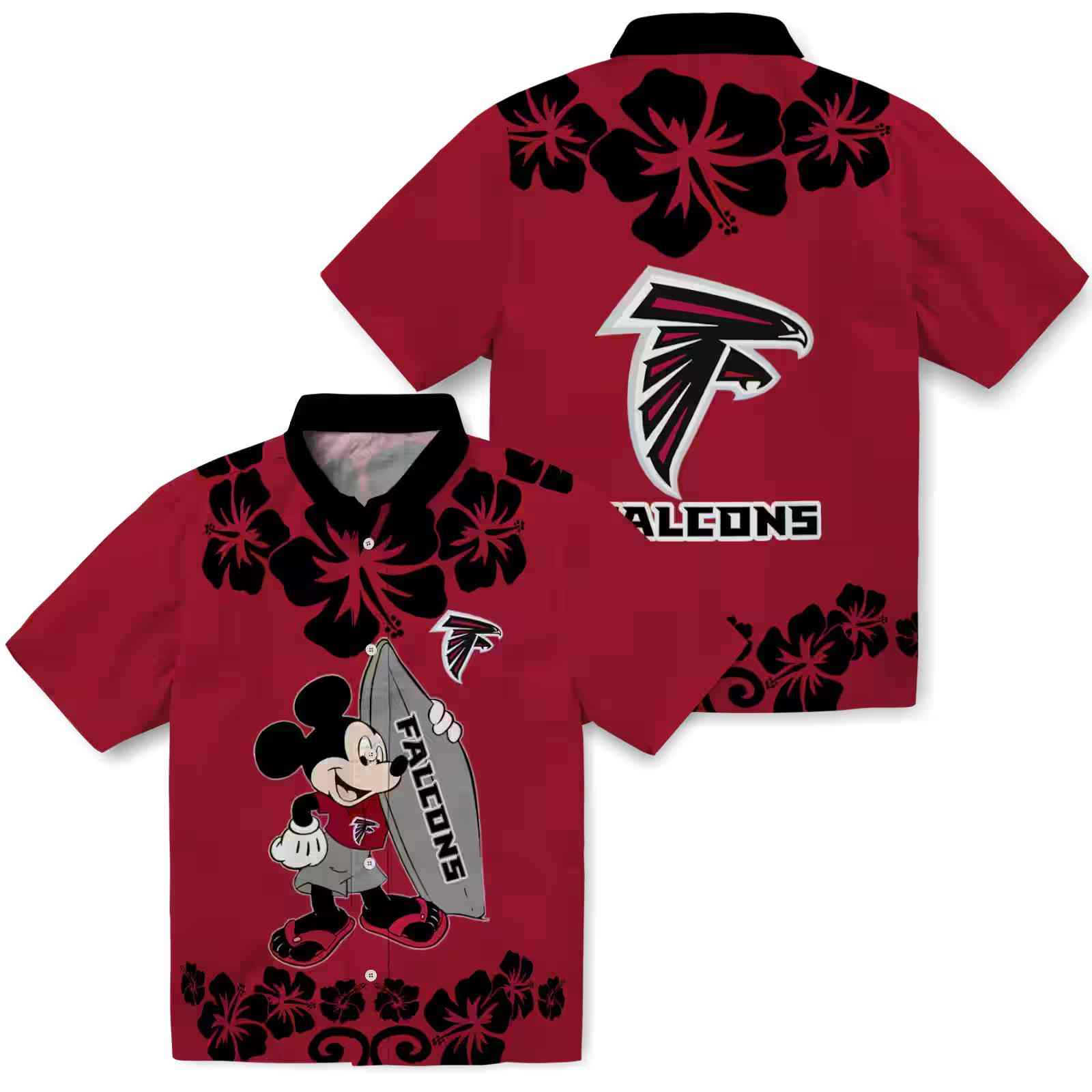 atlanta falcons surfing mickey red hawaiian shirt high quality