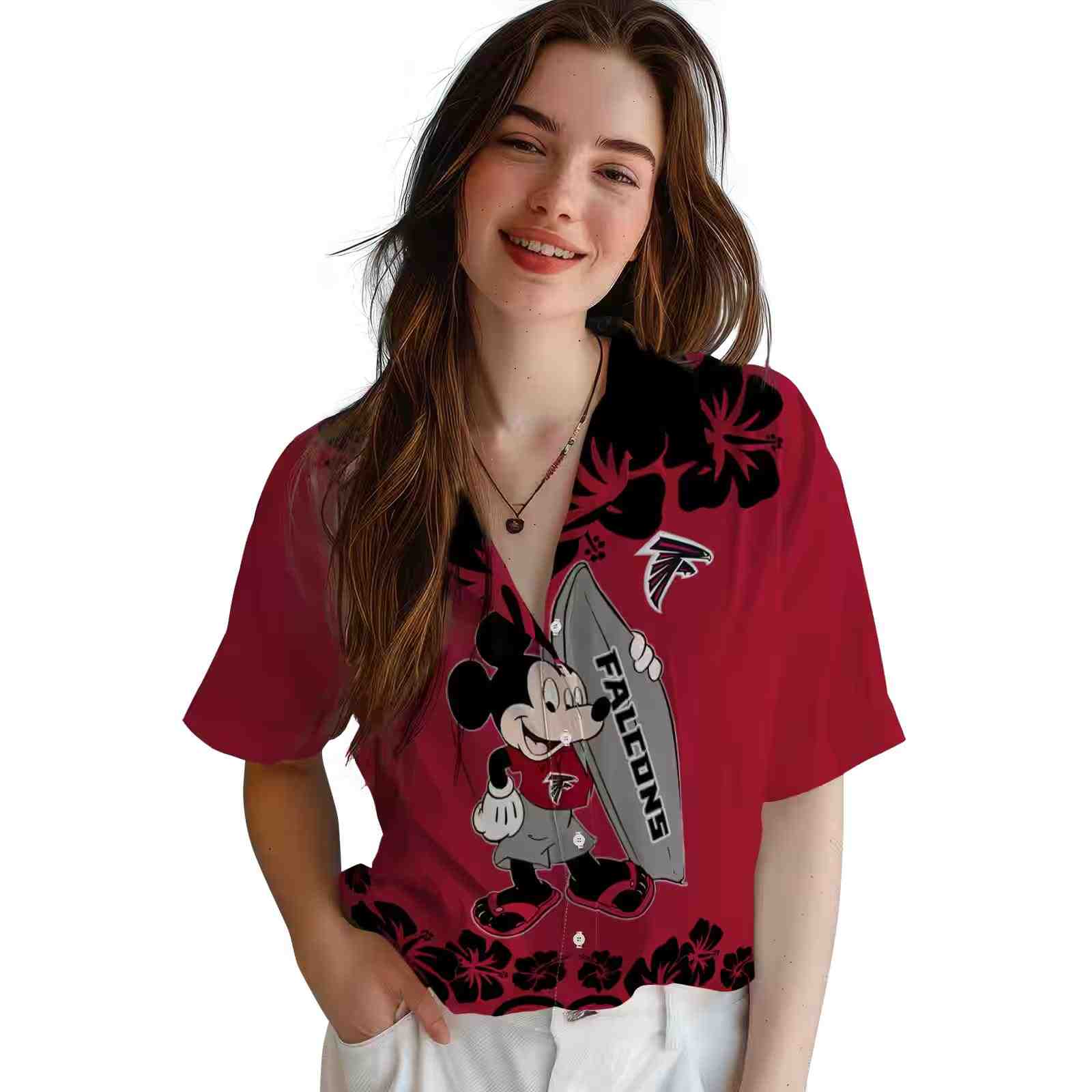 atlanta falcons surfing mickey red hawaiian shirt latest model