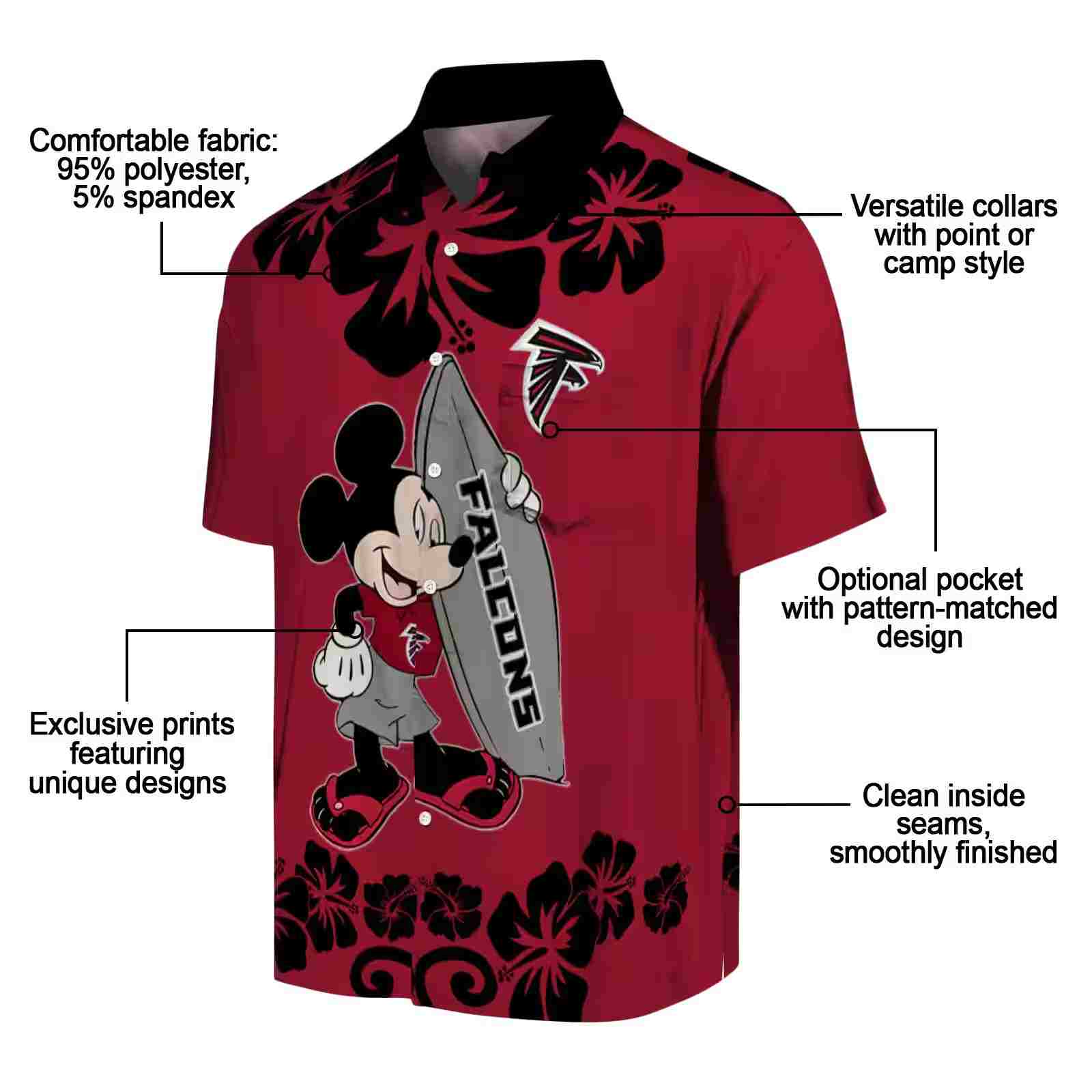 atlanta falcons surfing mickey red hawaiian shirt new arrival