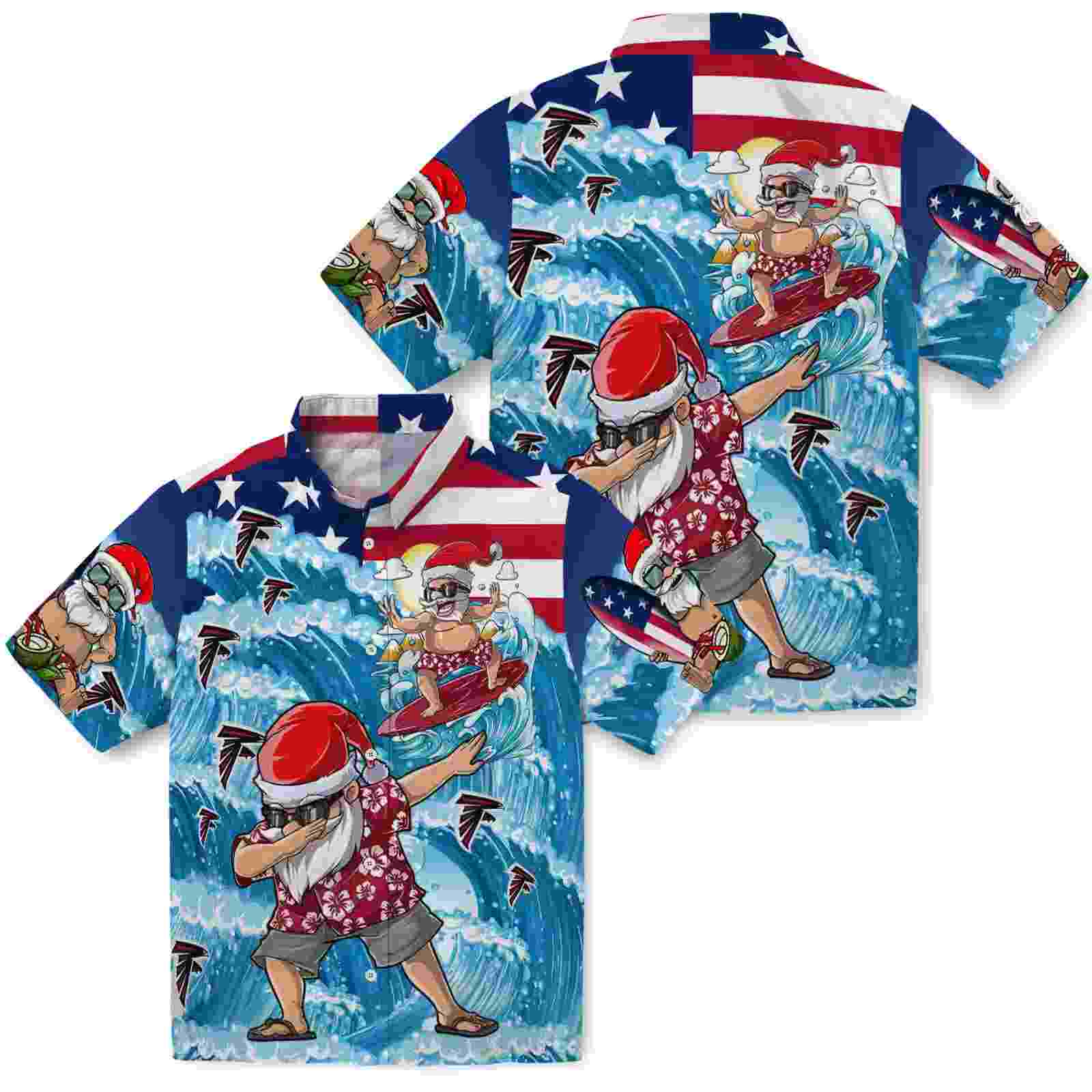 atlanta falcons surfing santa blue hawaiian shirt high quality