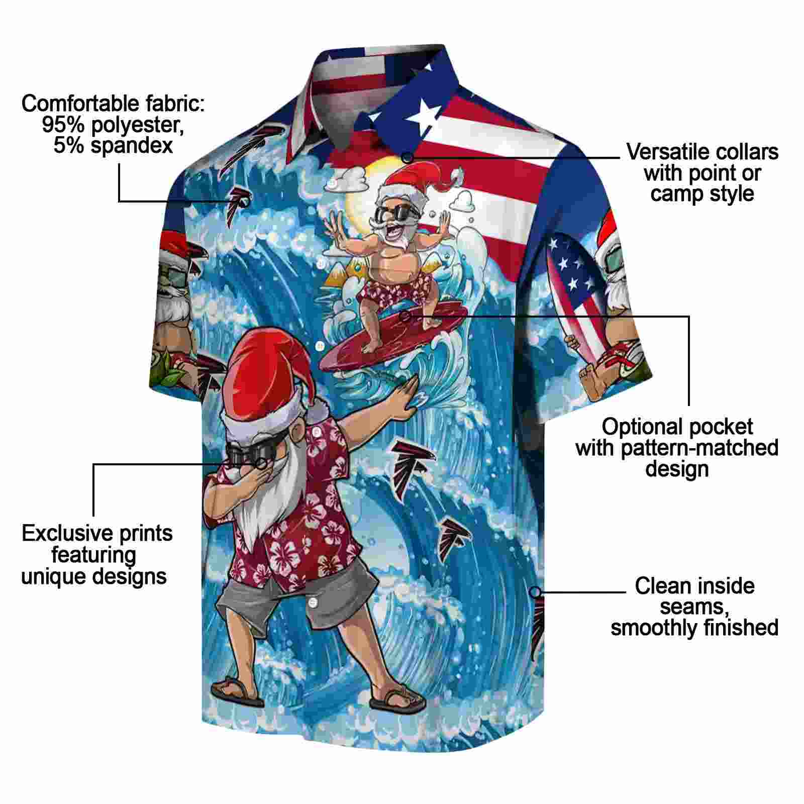 atlanta falcons surfing santa blue hawaiian shirt new arrival