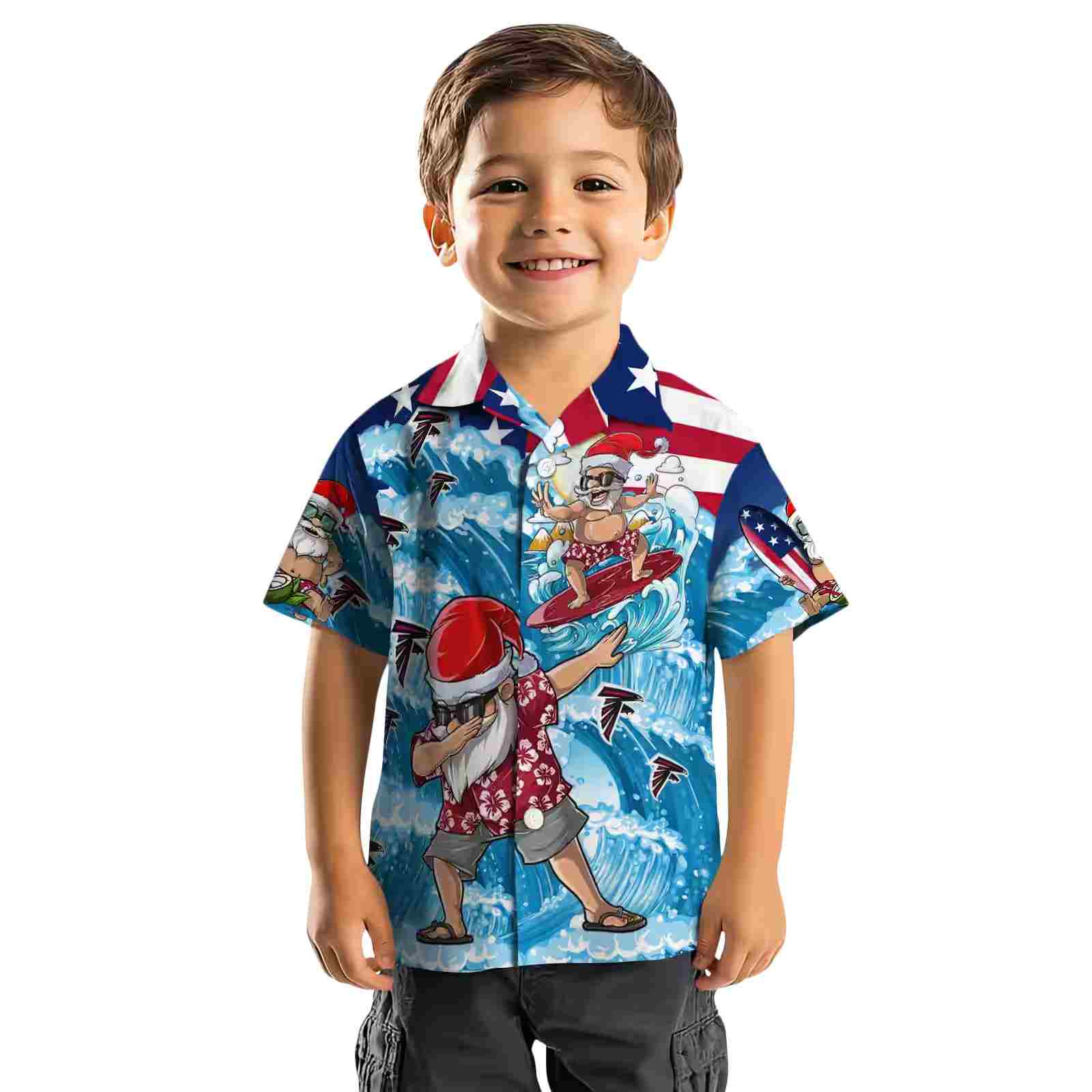 atlanta falcons surfing santa blue hawaiian shirt top rated